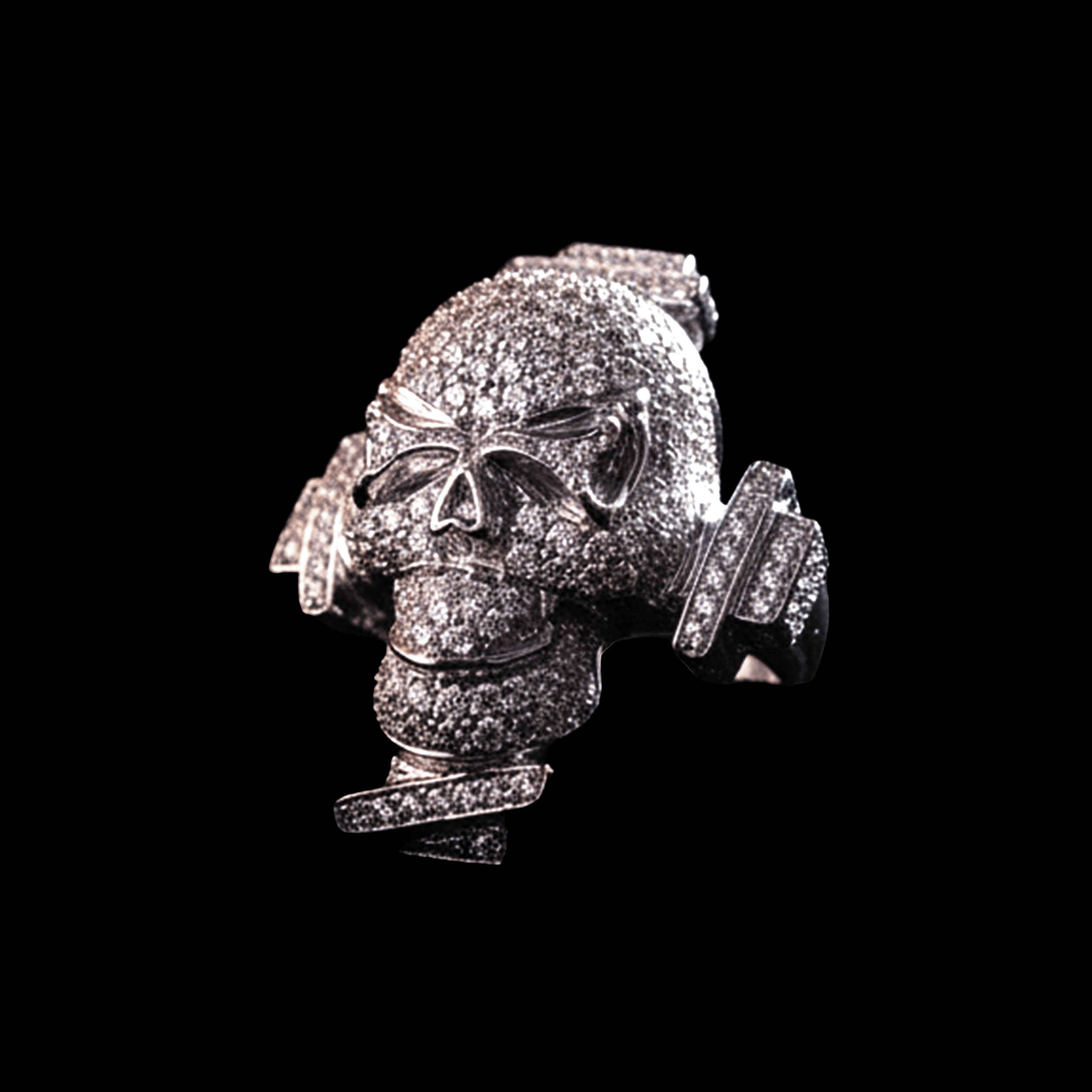 ANILLO CABALLERO DE CALAVERA DE ORO BLANCO