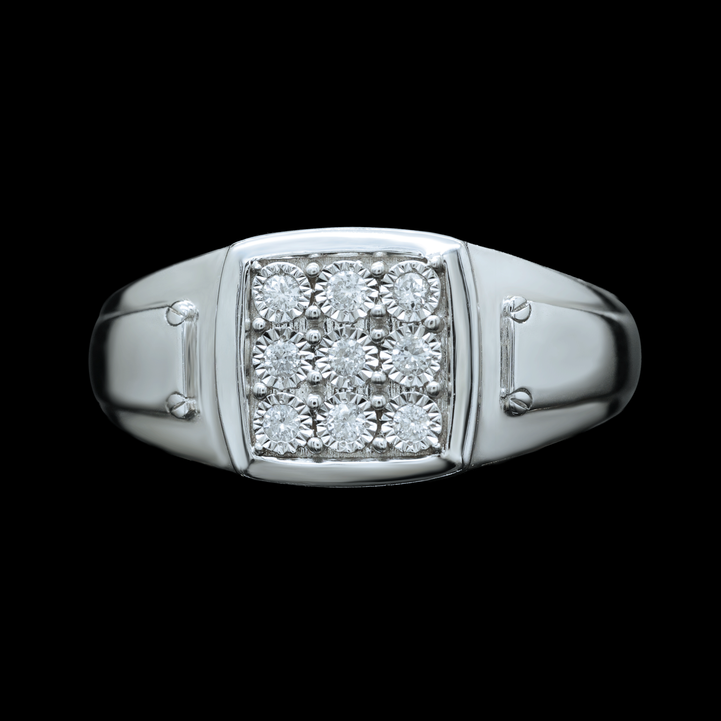 Anillo caballero oro blanco 10k con Dimantes