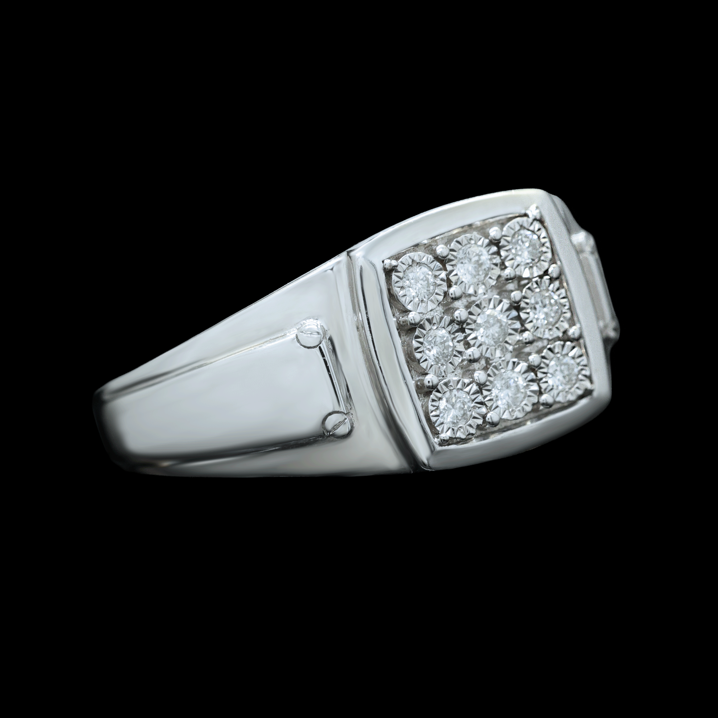 Anillo caballero oro blanco 10k con Dimantes