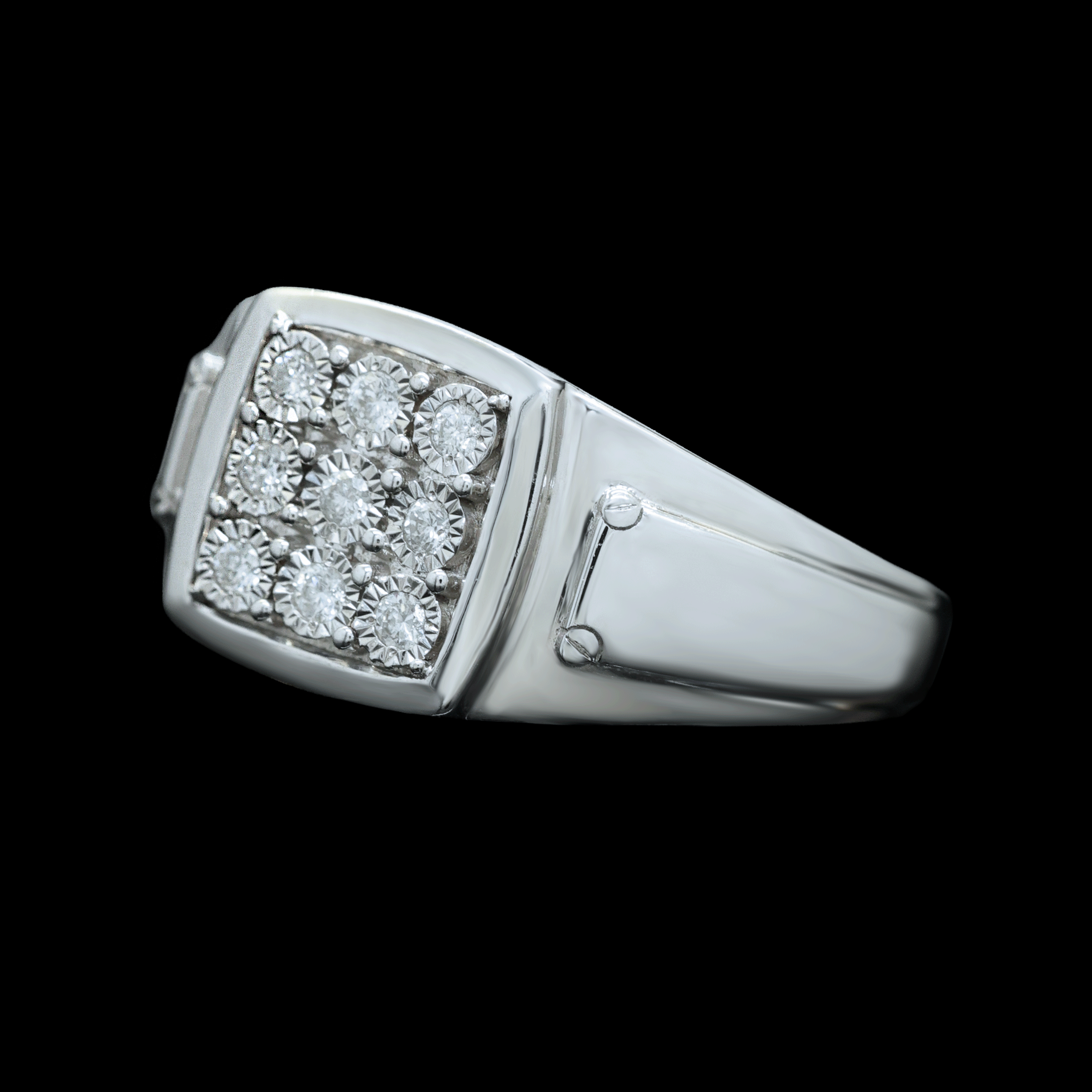 Anillo caballero oro blanco 10k con Dimantes