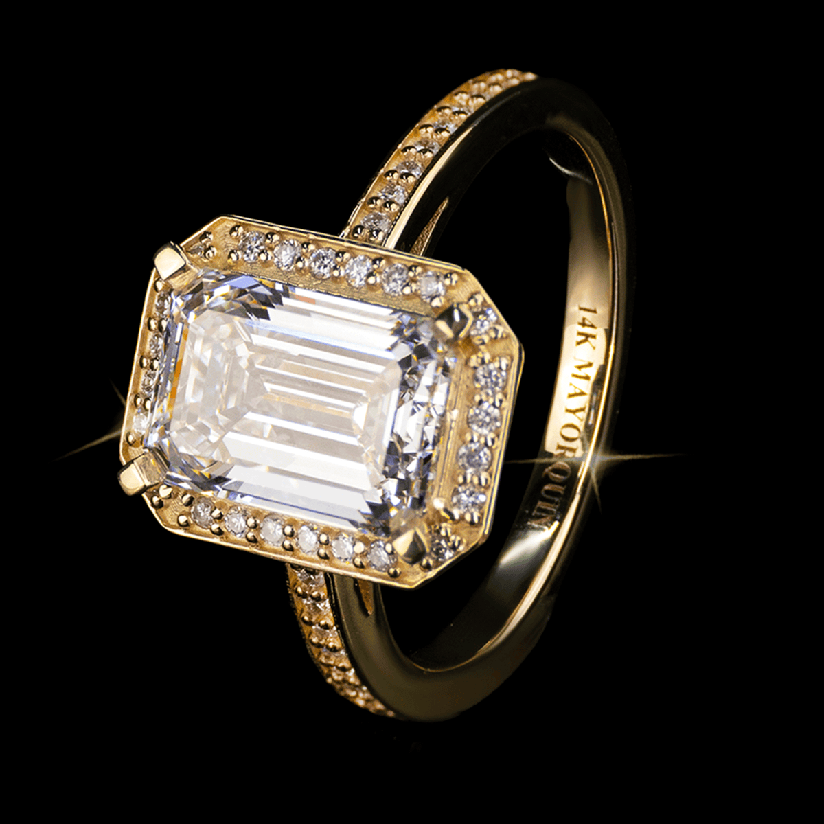 ANILLO DIAMANTE LABORATORIO EMERALD CUT 2.57ct 14K