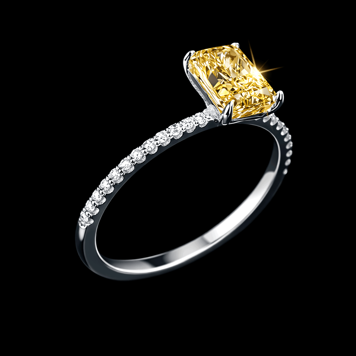 ANILLO CON DIAMANTE DE LABORATORIO CORTE ESMERALDA 1.04ct 14K