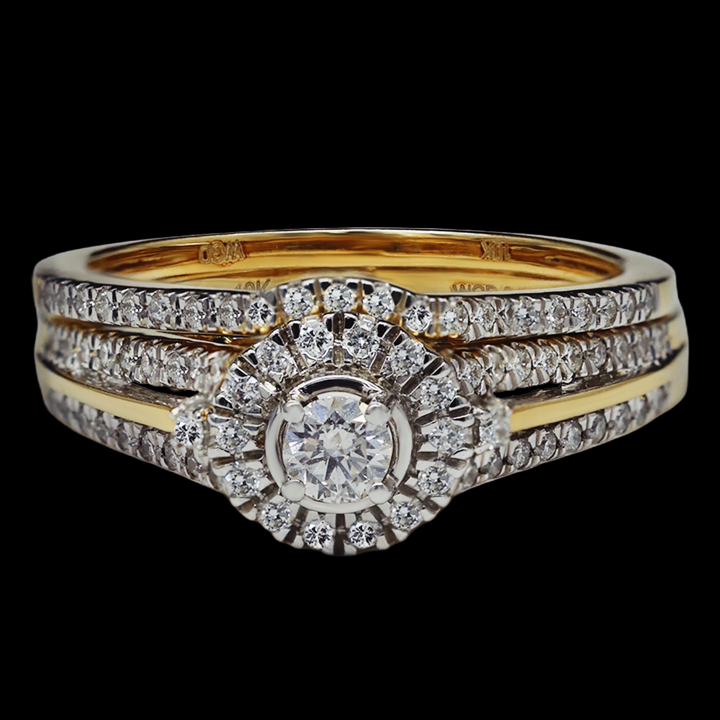 ANILLOS ALIANZA DOS PIEZAS 10K 0.95CT DIAMANTE NAT