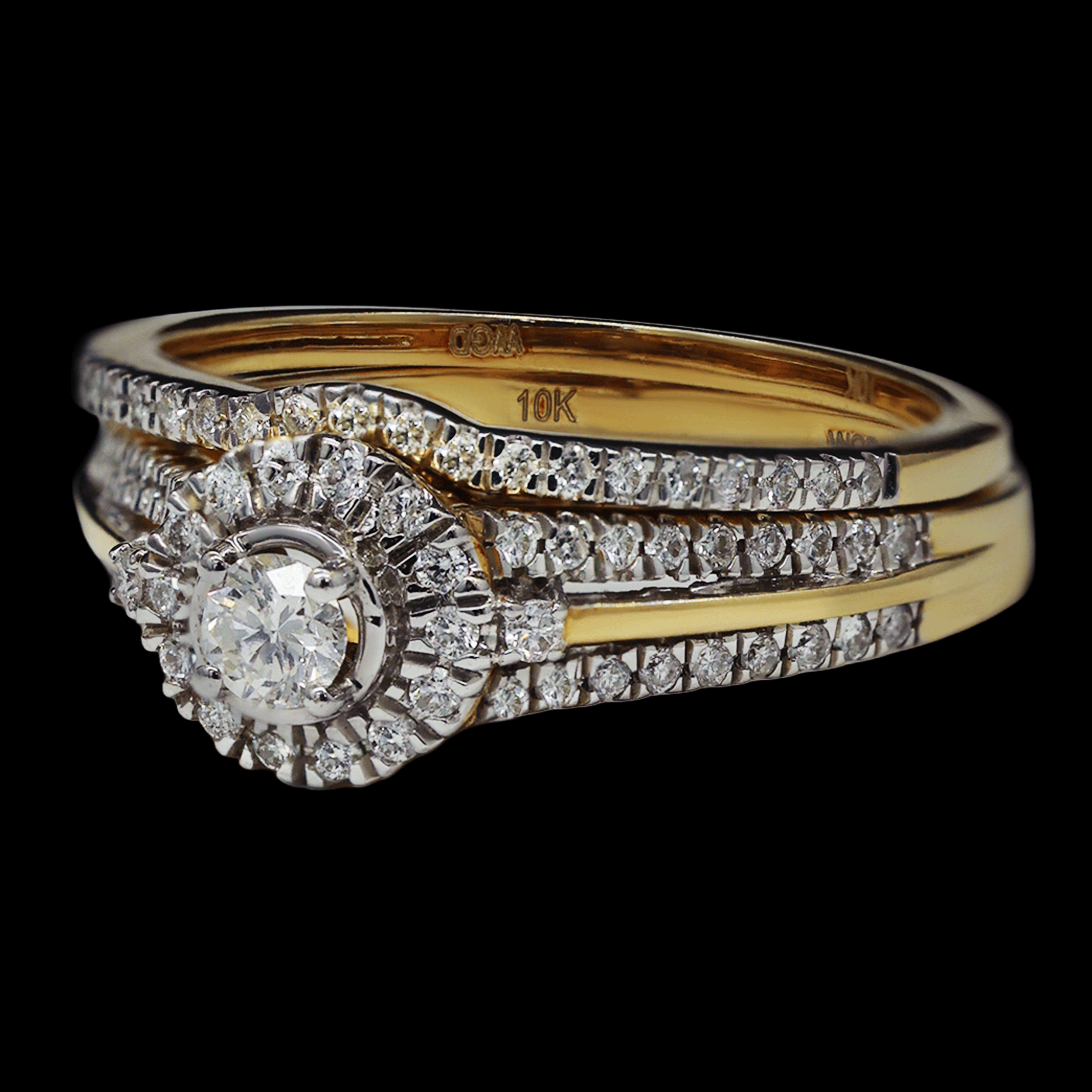 ANILLOS ALIANZA DOS PIEZAS 10K 0.95CT DIAMANTE NAT