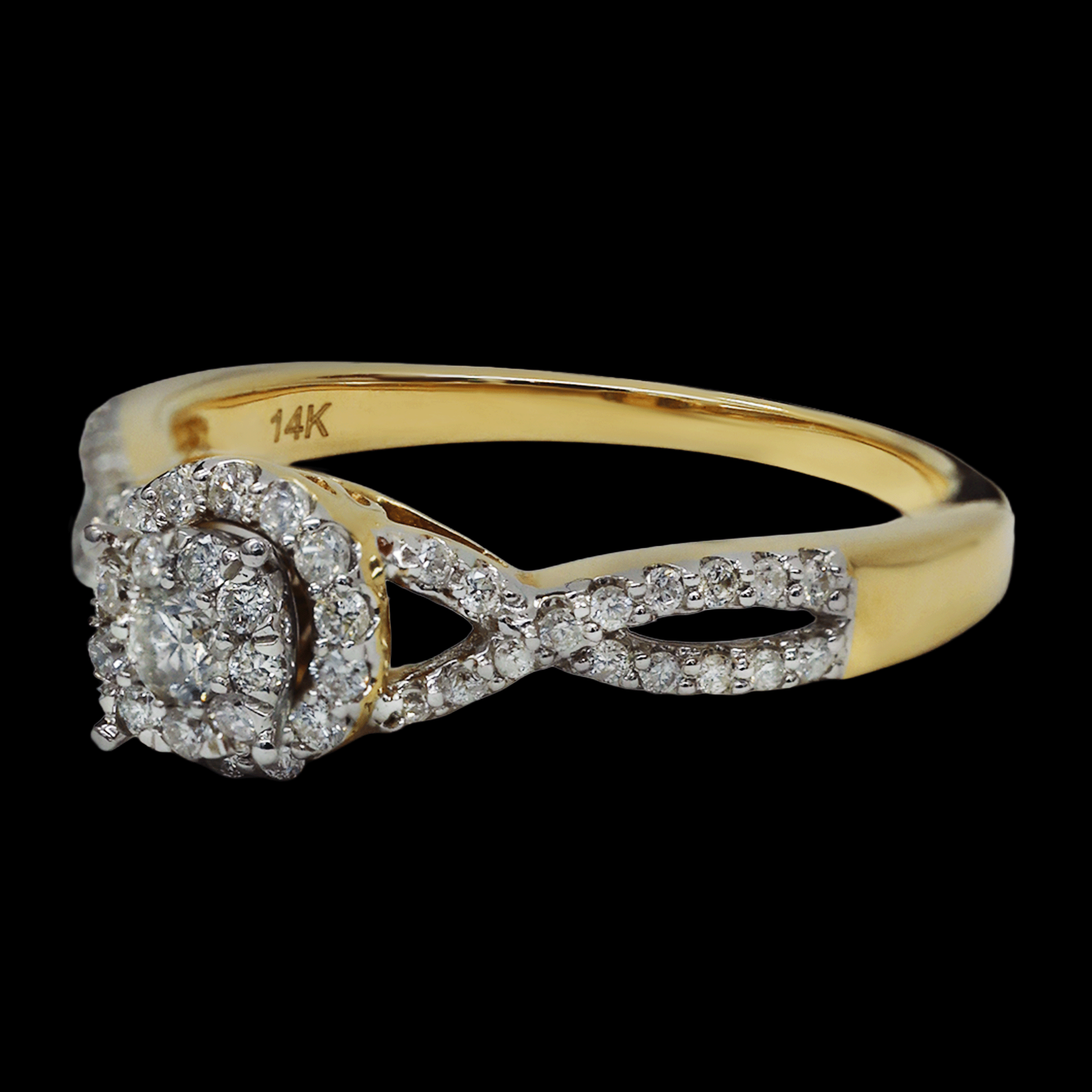 ANILLO SOLITARIO HOMBROS CRUZADOS DN 0.65 CT 14K