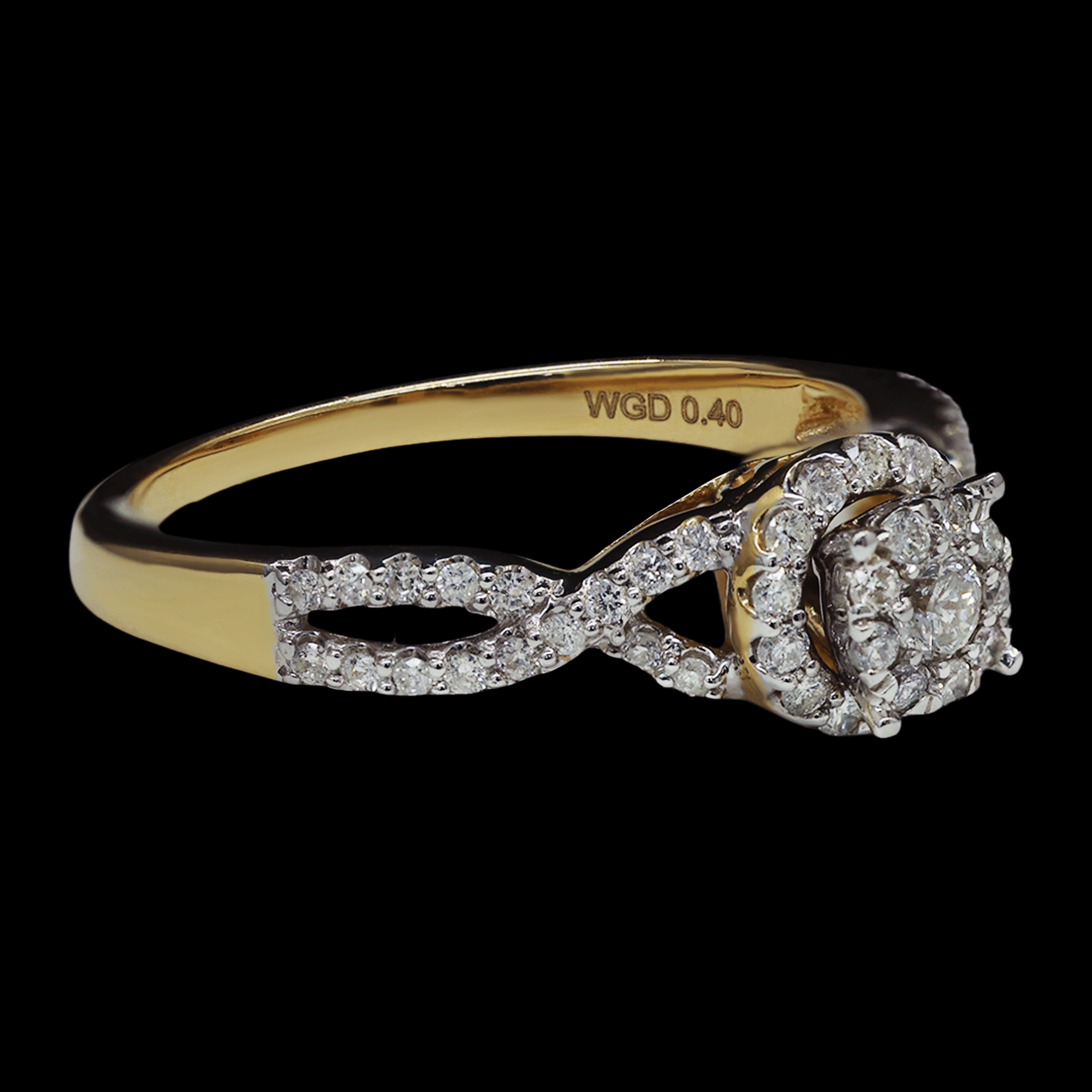 ANILLO SOLITARIO HOMBROS CRUZADOS DN 0.65 CT 14K