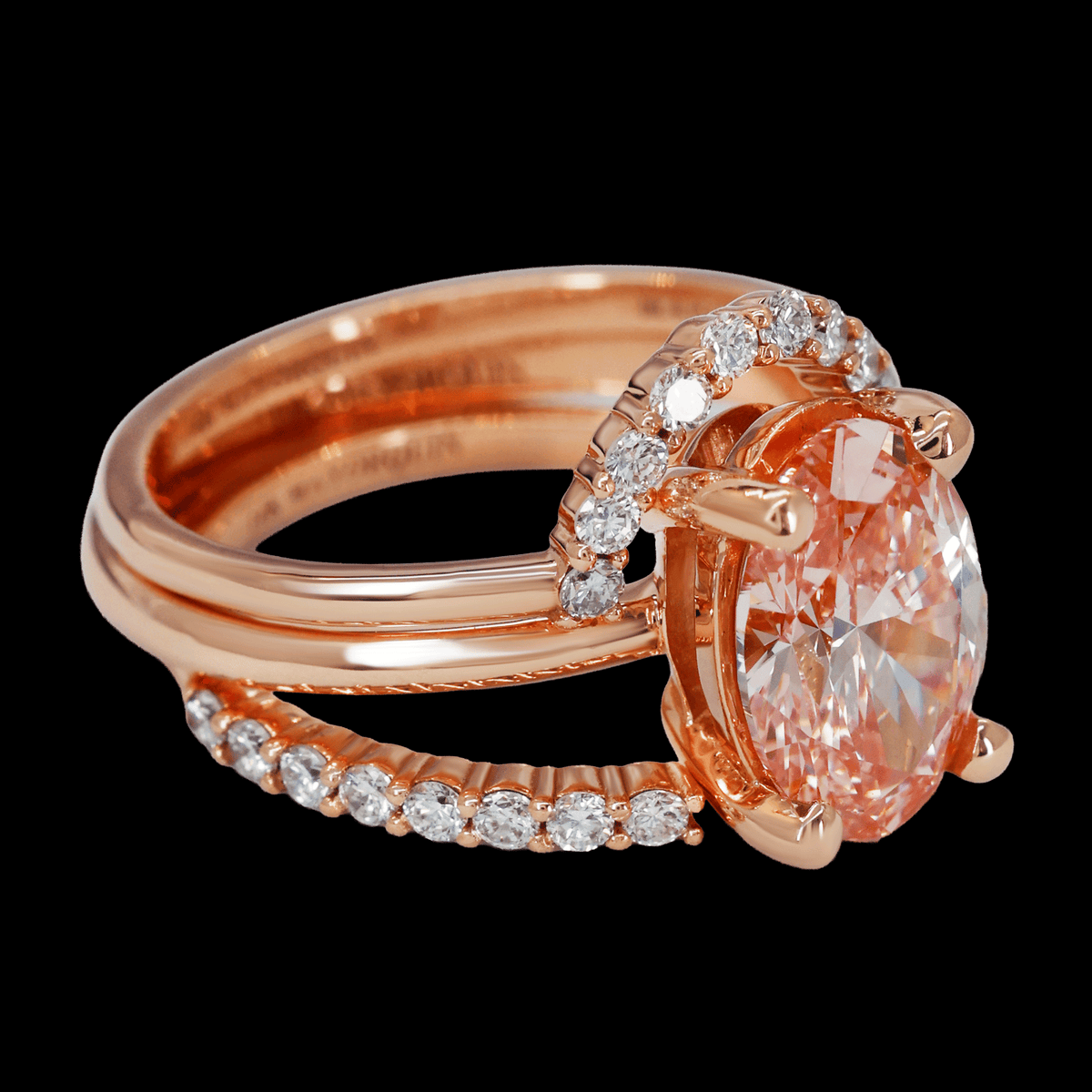 ANILLO TRIO FANCY VIVID PINK  2.02ct 14k