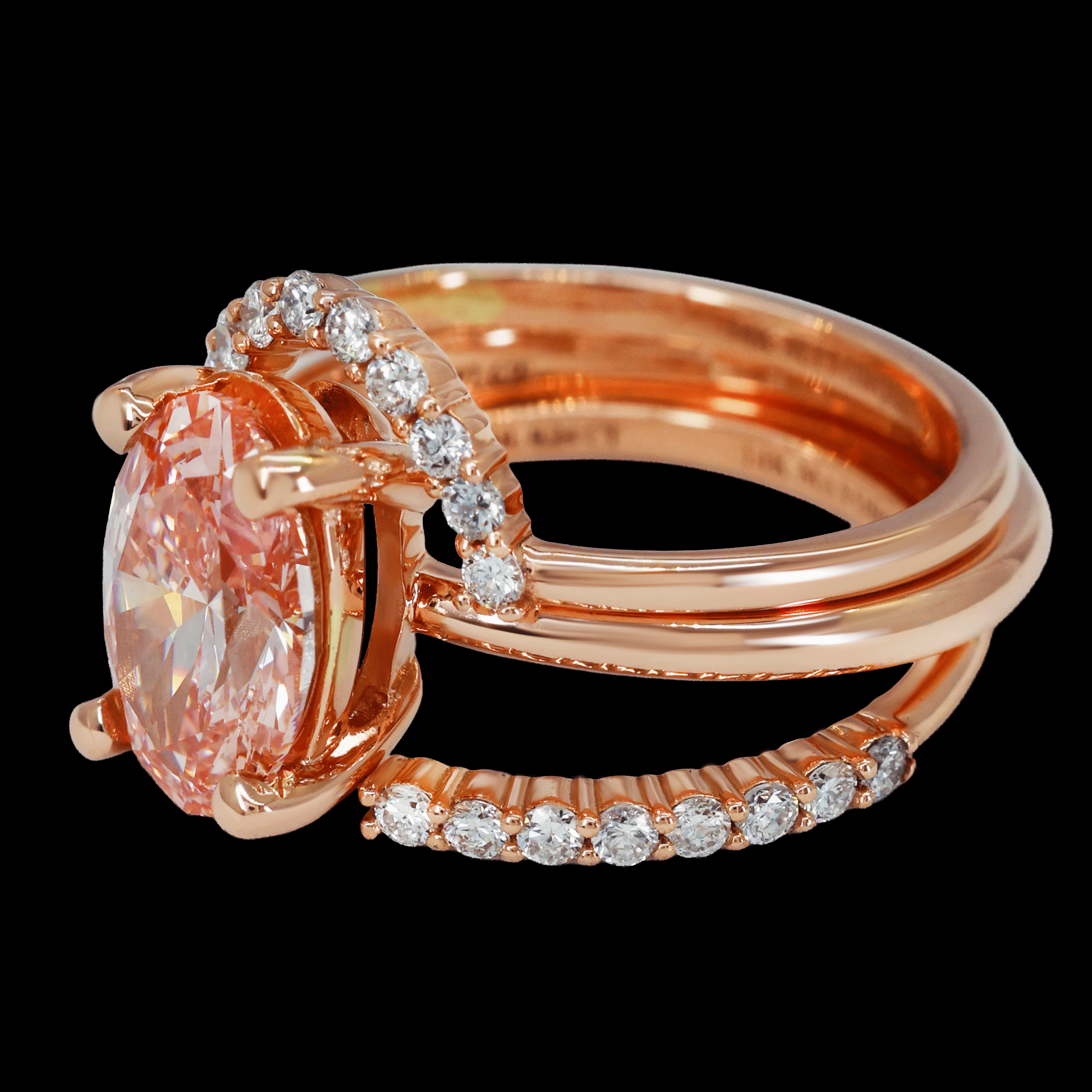 ANILLO TRIO FANCY VIVID PINK 14K / 2.02CT