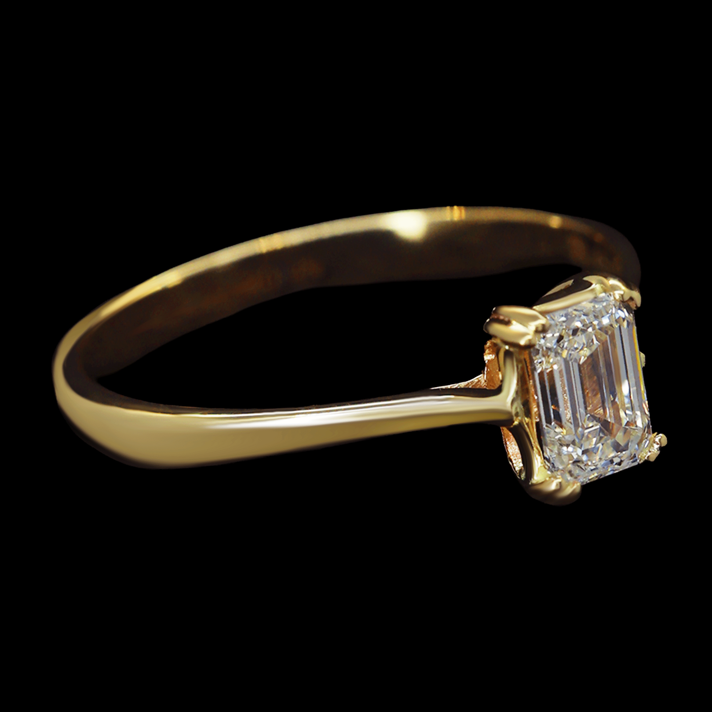 ANILLO DIAMANTE LAB/EMERALD CUT 14K /0.5CT
