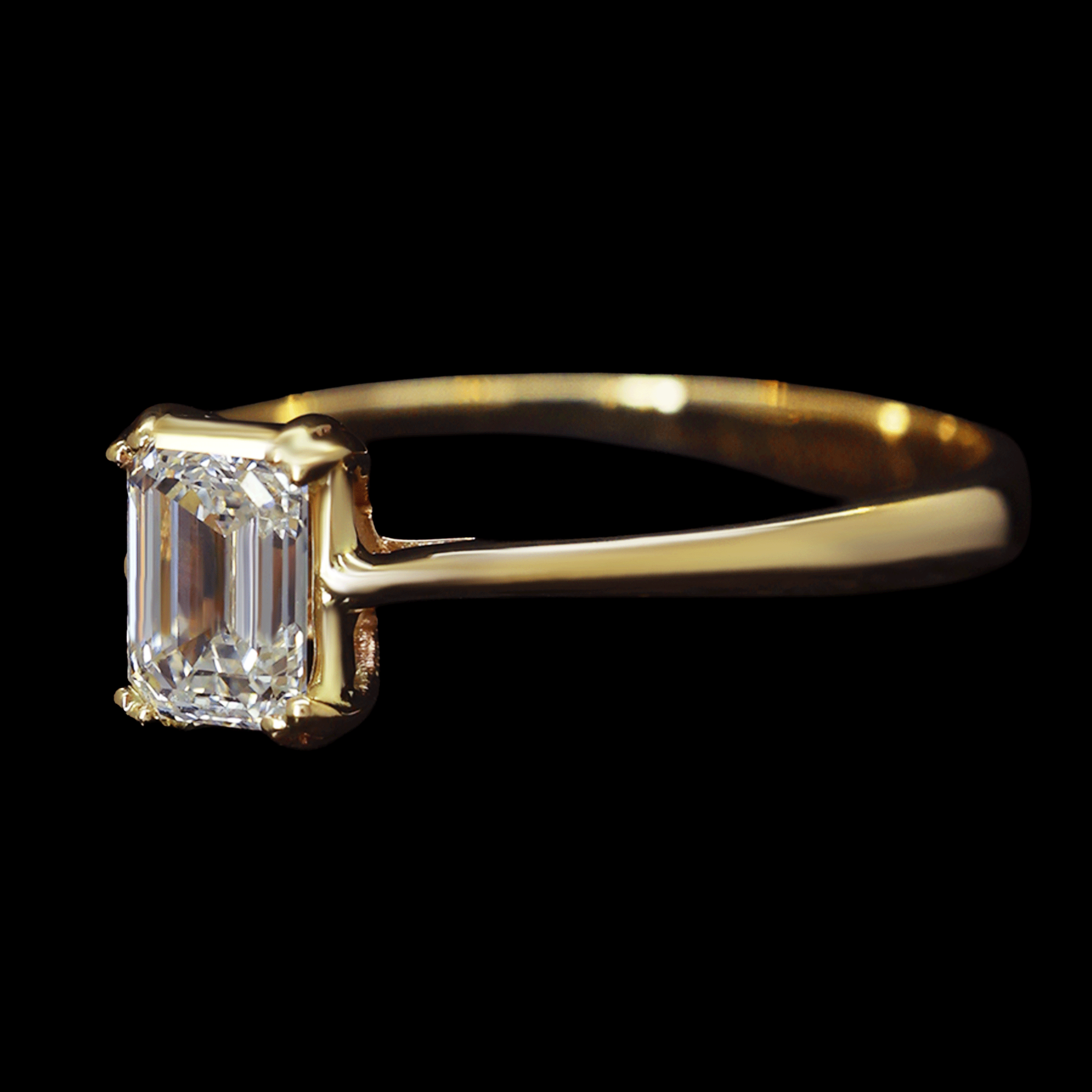 ANILLO DIAMANTE LAB/EMERALD CUT 14K /0.5CT