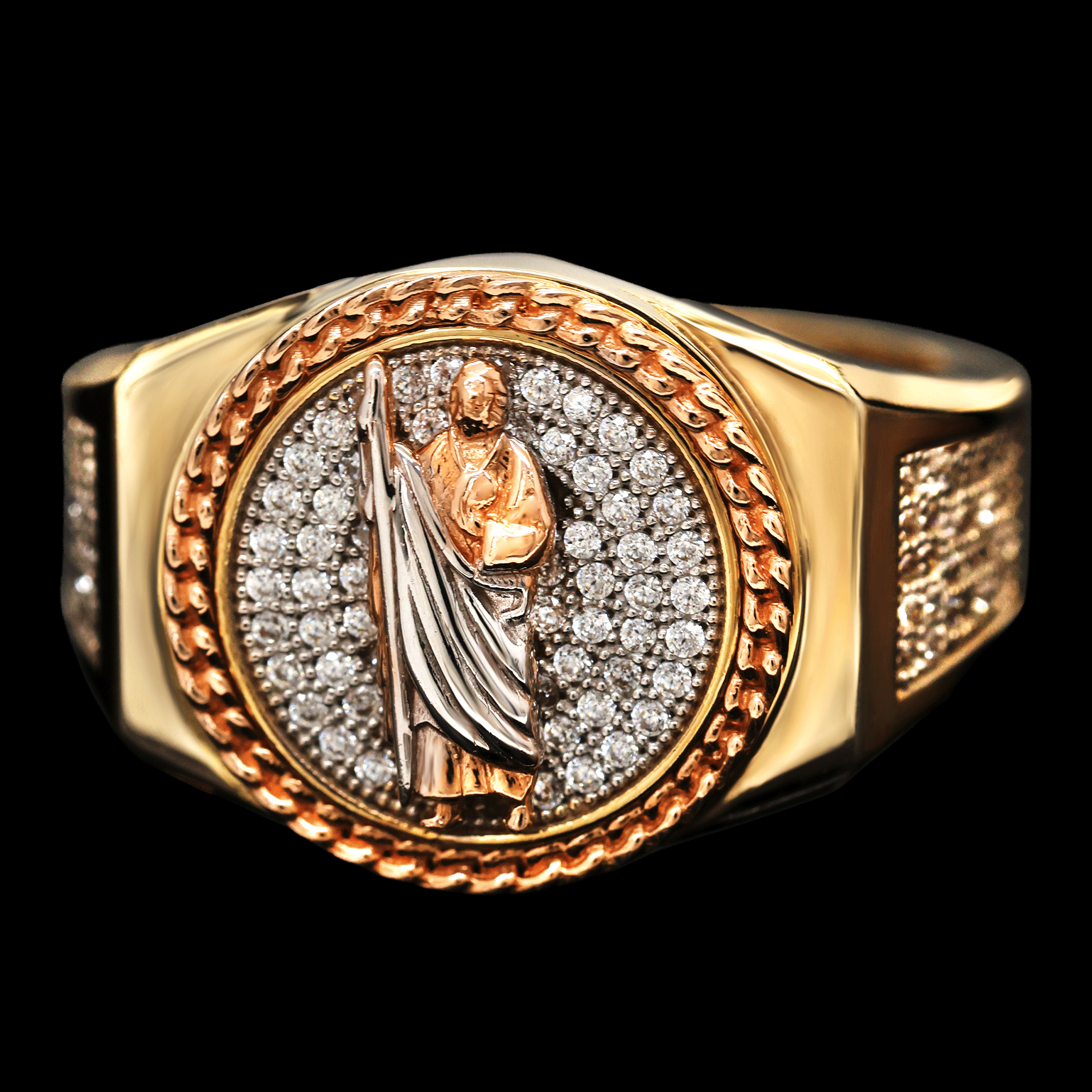 ANILLO SAN JUDAS C/ZN BLANCA 14K