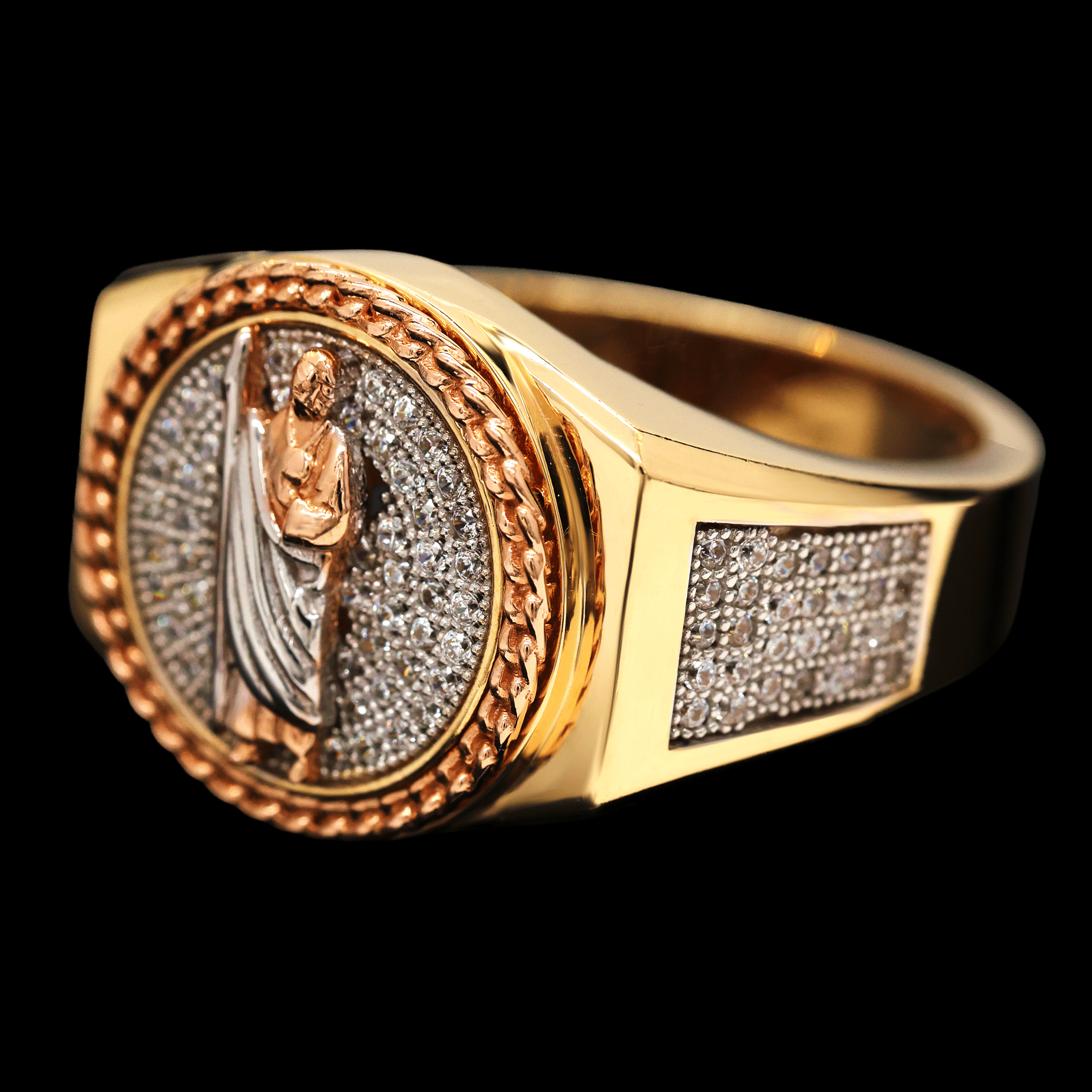 ANILLO SAN JUDAS C/ZN BLANCA 14K