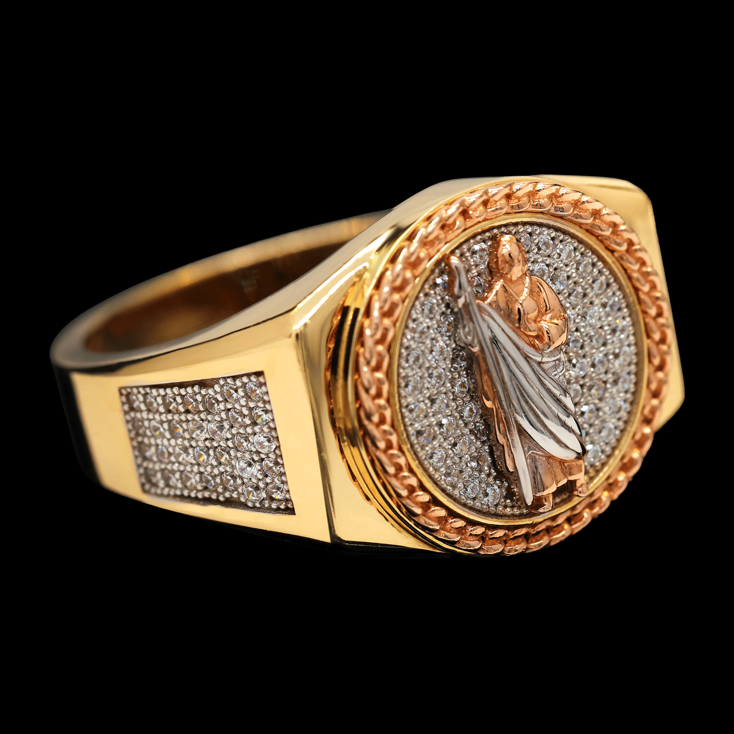 ANILLO SAN JUDAS C/ZN BLANCA 14K