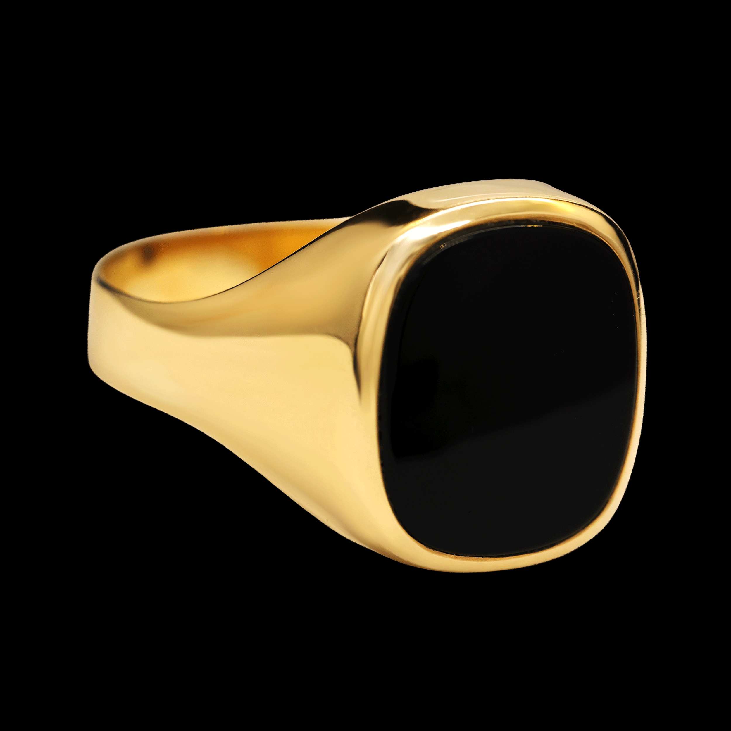 ANILLO PIEDRA NEGRA OVALADA 10K