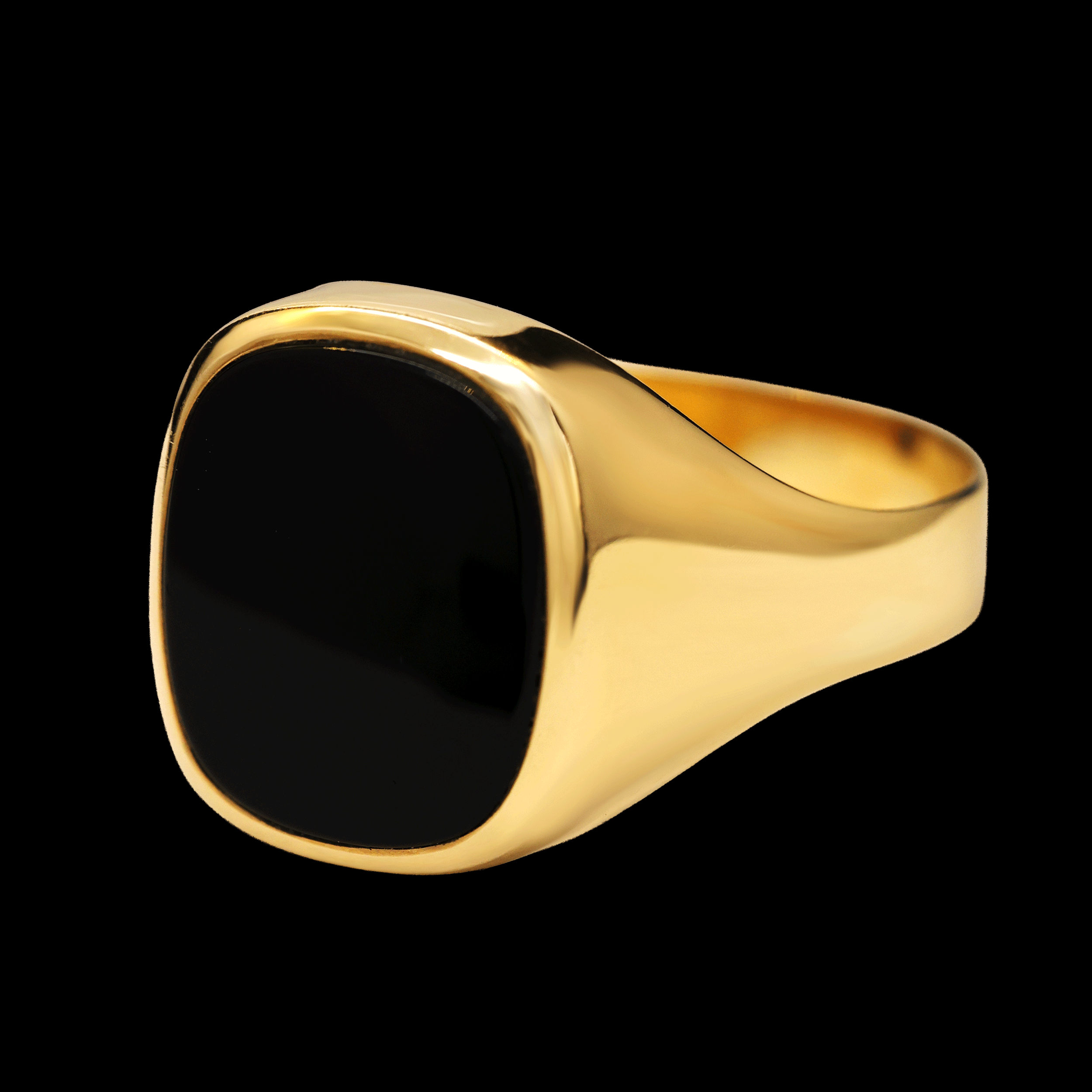 ANILLO PIEDRA NEGRA OVALADA 10K