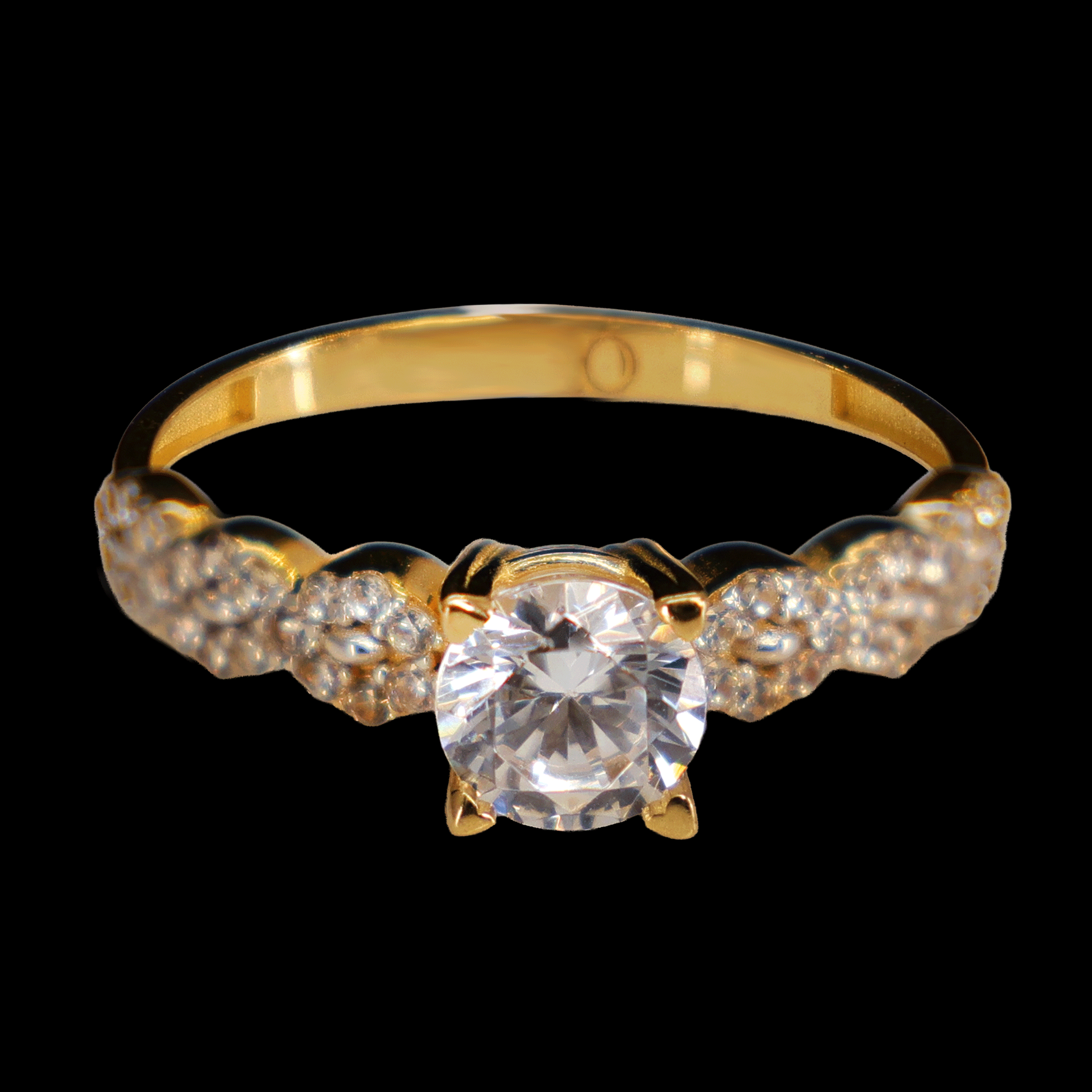 ANILLO ZN CENTRAL BLANCA Y CRUZADOS EN HOMBROS 10K