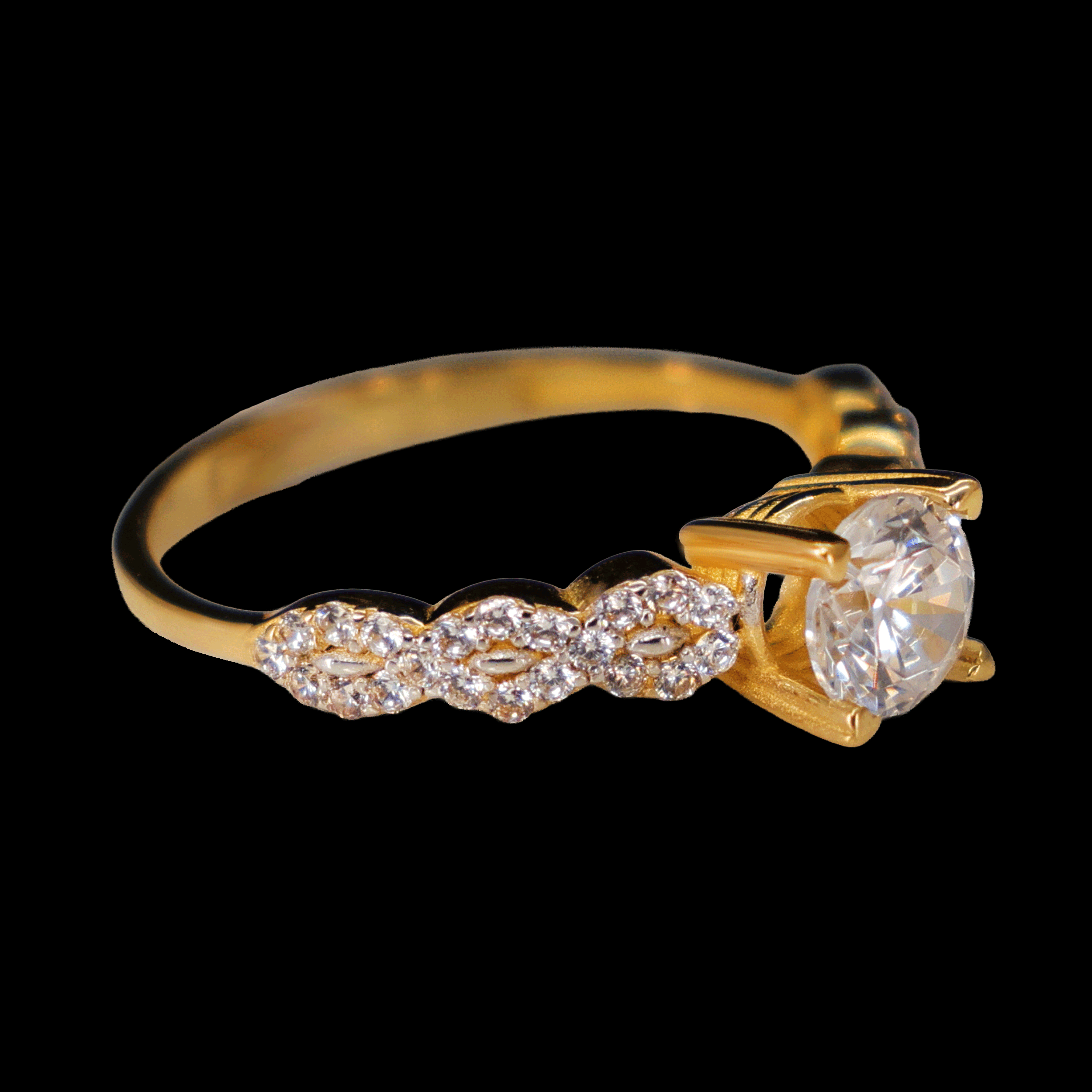 ANILLO ZN CENTRAL BLANCA Y CRUZADOS EN HOMBROS 10K