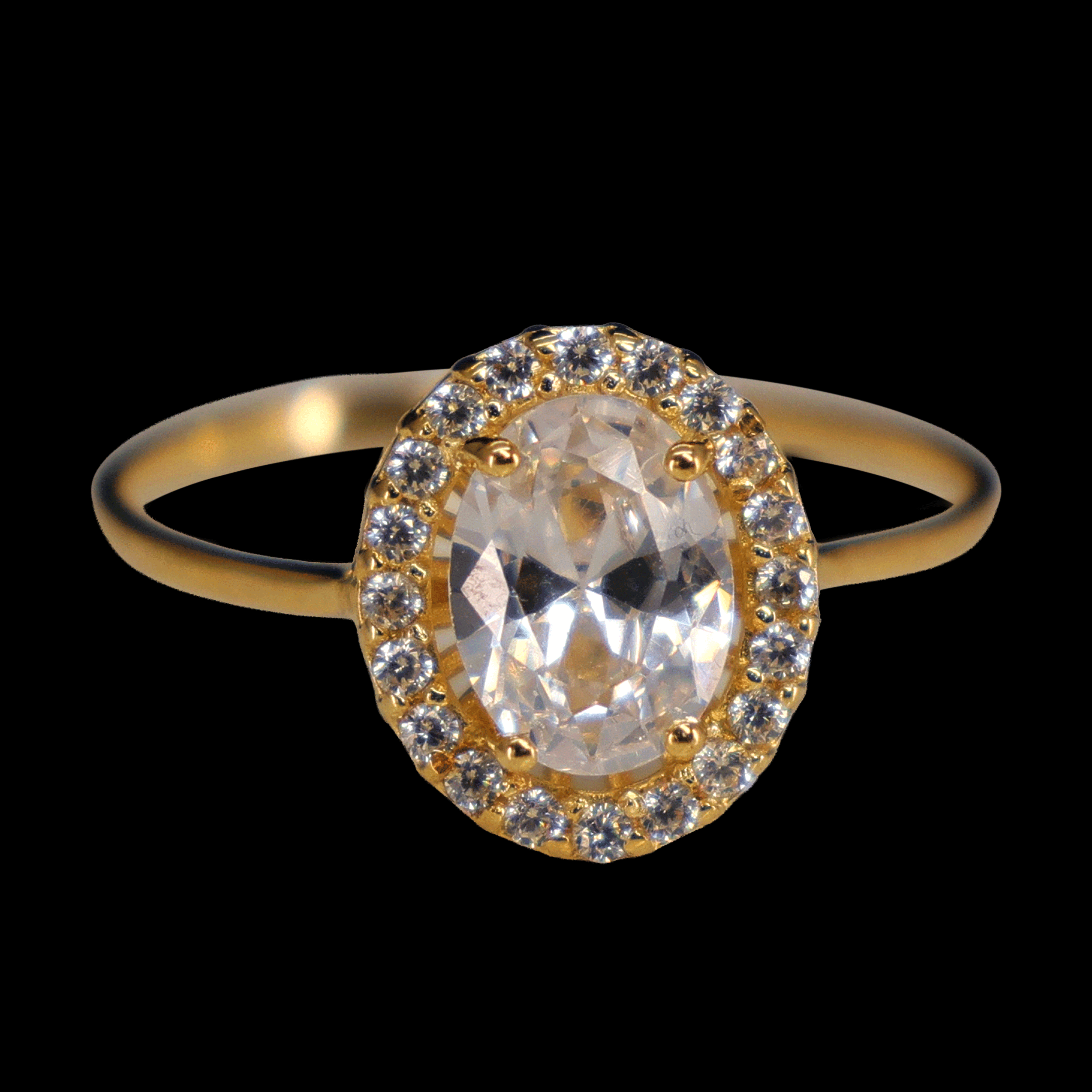 ANILLO ZN OVALADA BLANCA Y EN BISEL 10K