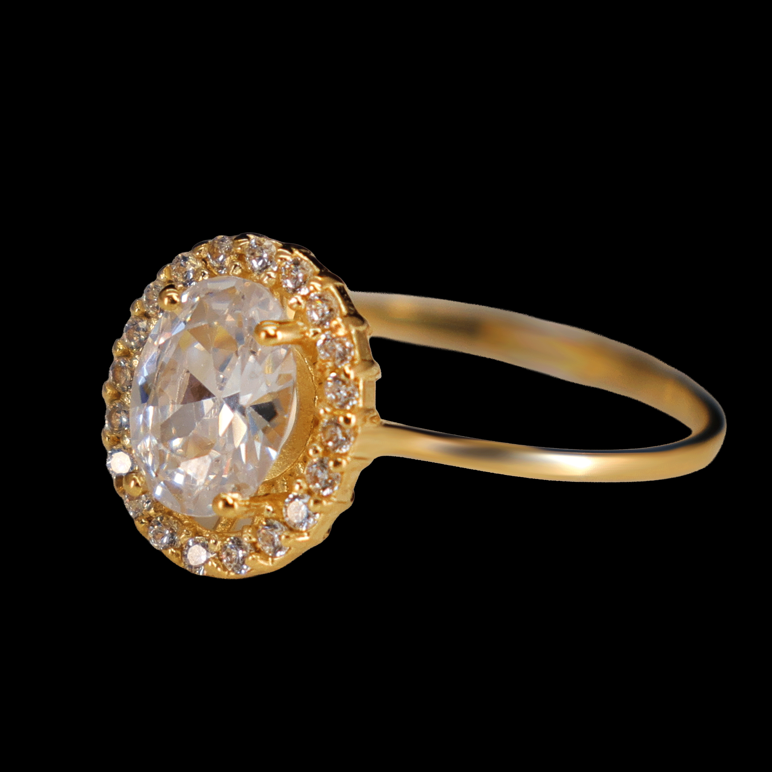 ANILLO ZN OVALADA BLANCA Y EN BISEL 10K