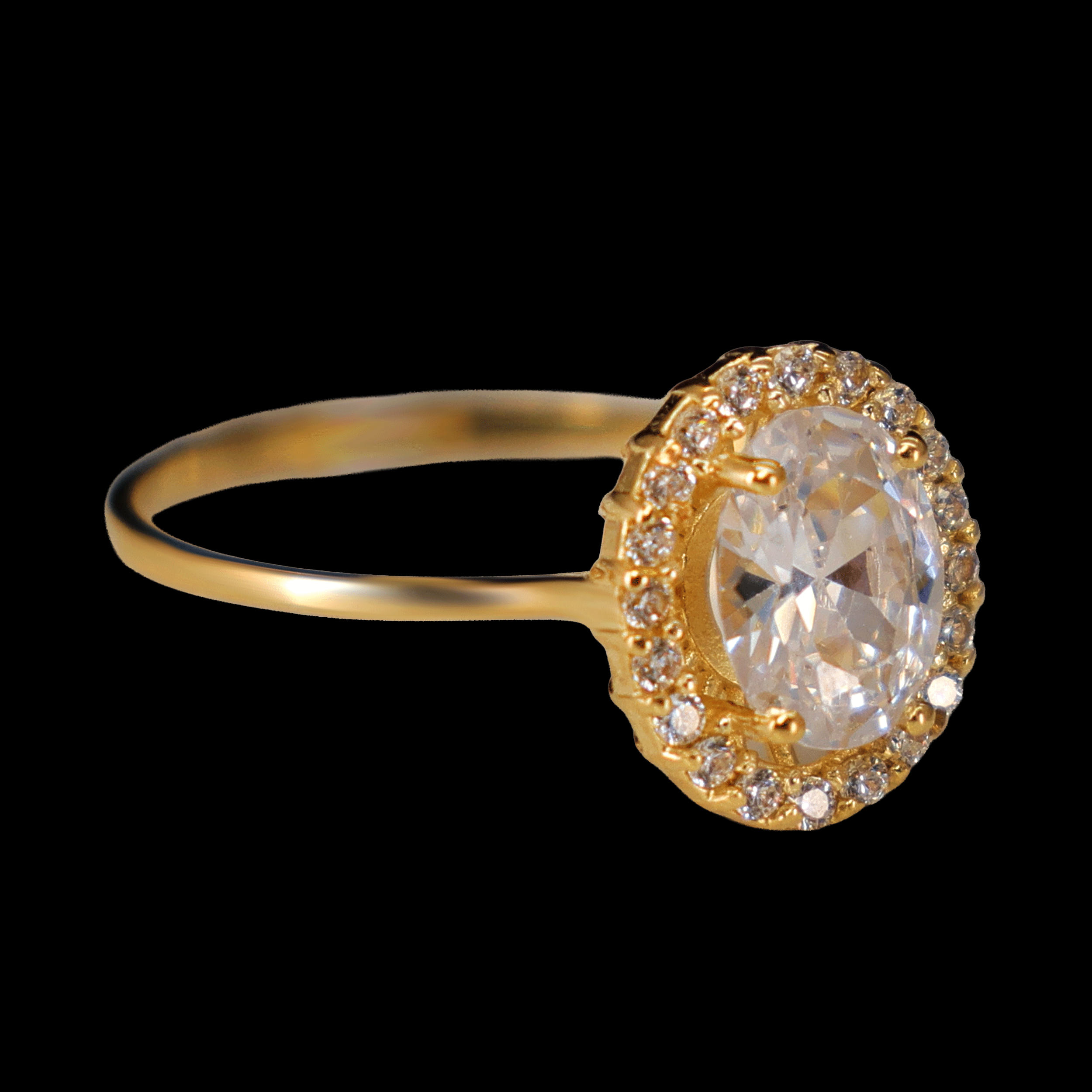 ANILLO ZN OVALADA BLANCA Y EN BISEL 10K