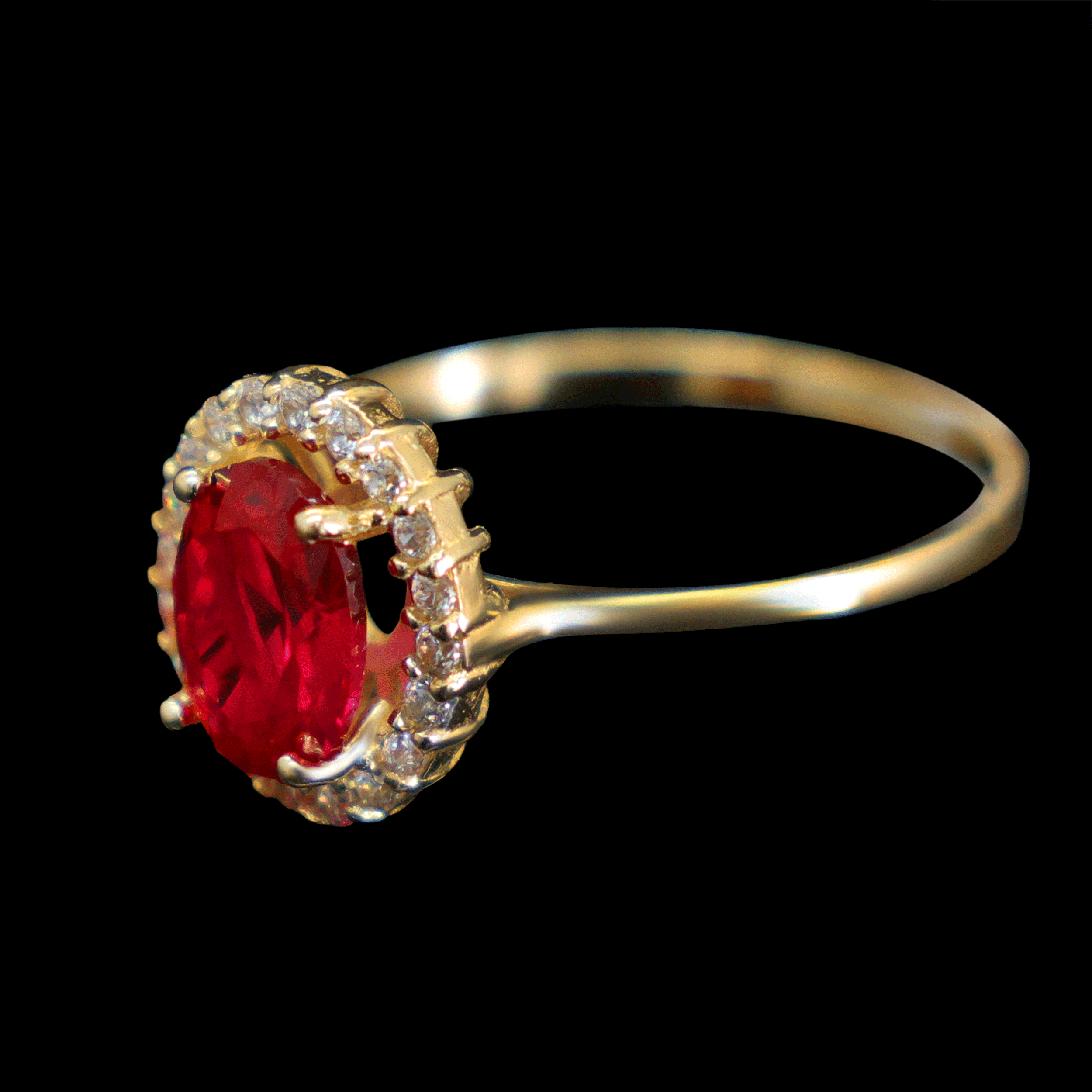 ANILLO ZN OVALADA FICSIA BISEL ZN BLANCA 10K