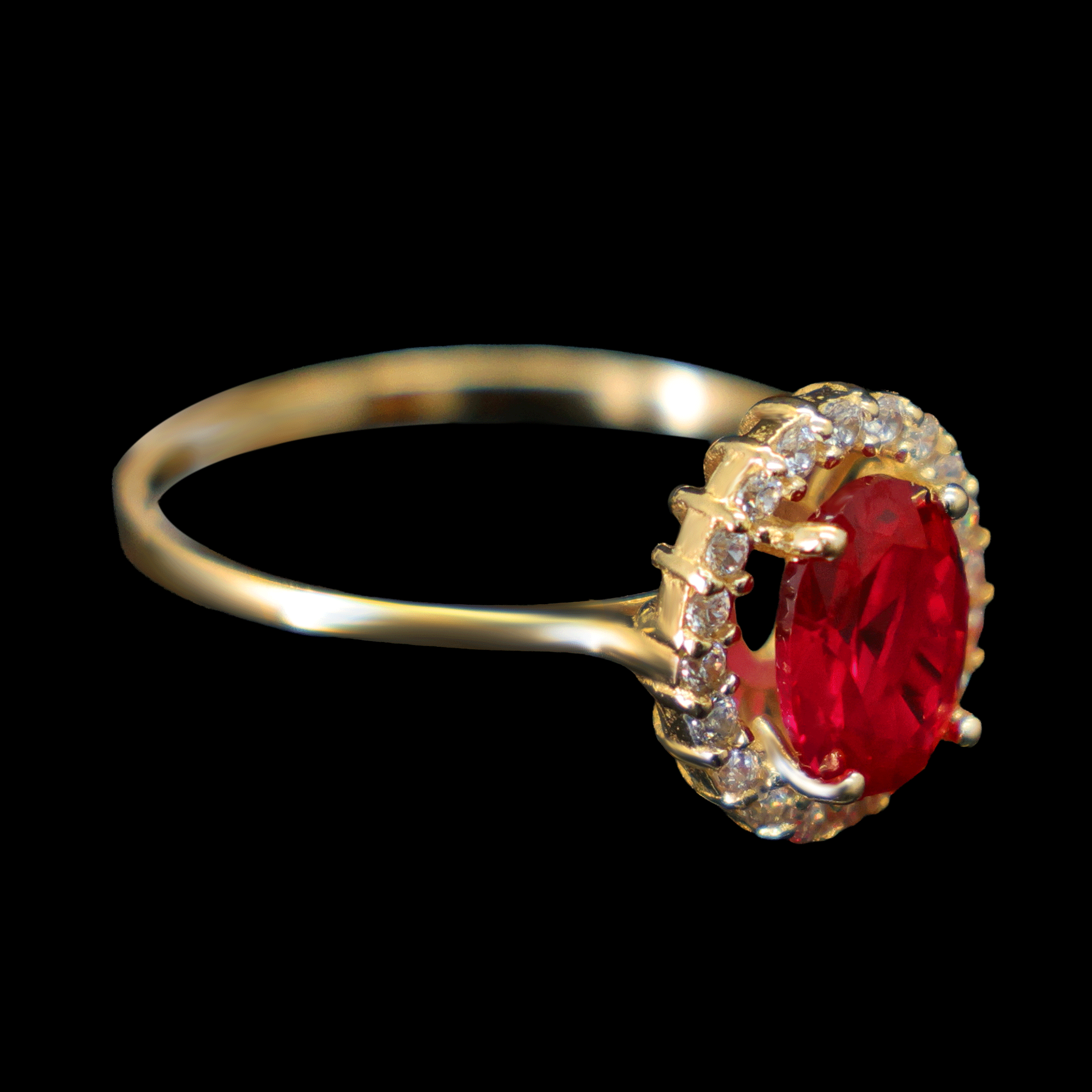 ANILLO ZN OVALADA FICSIA BISEL ZN BLANCA 10K