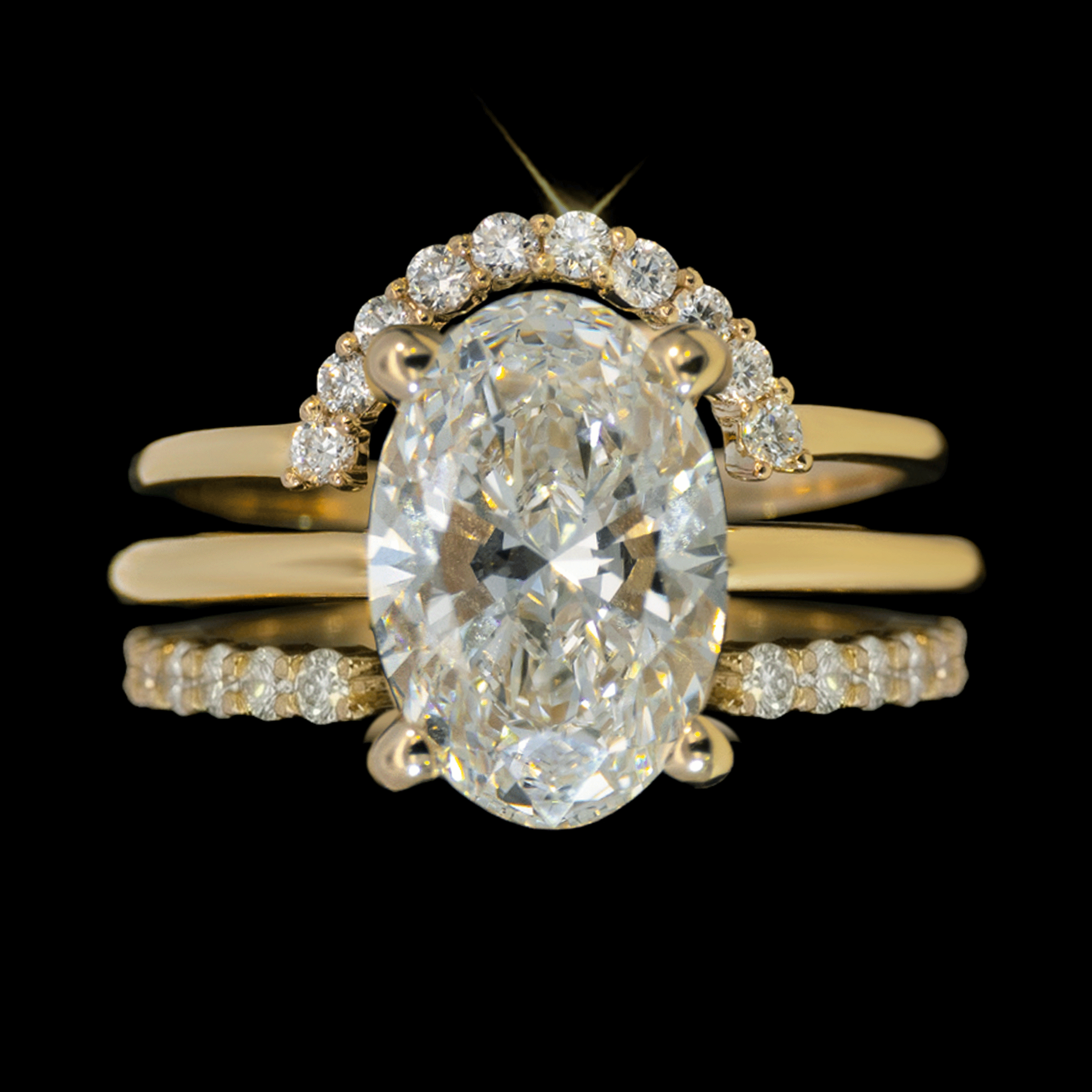 ANILLO TRIPLE  C/DL OVAL 14K 2.59CT