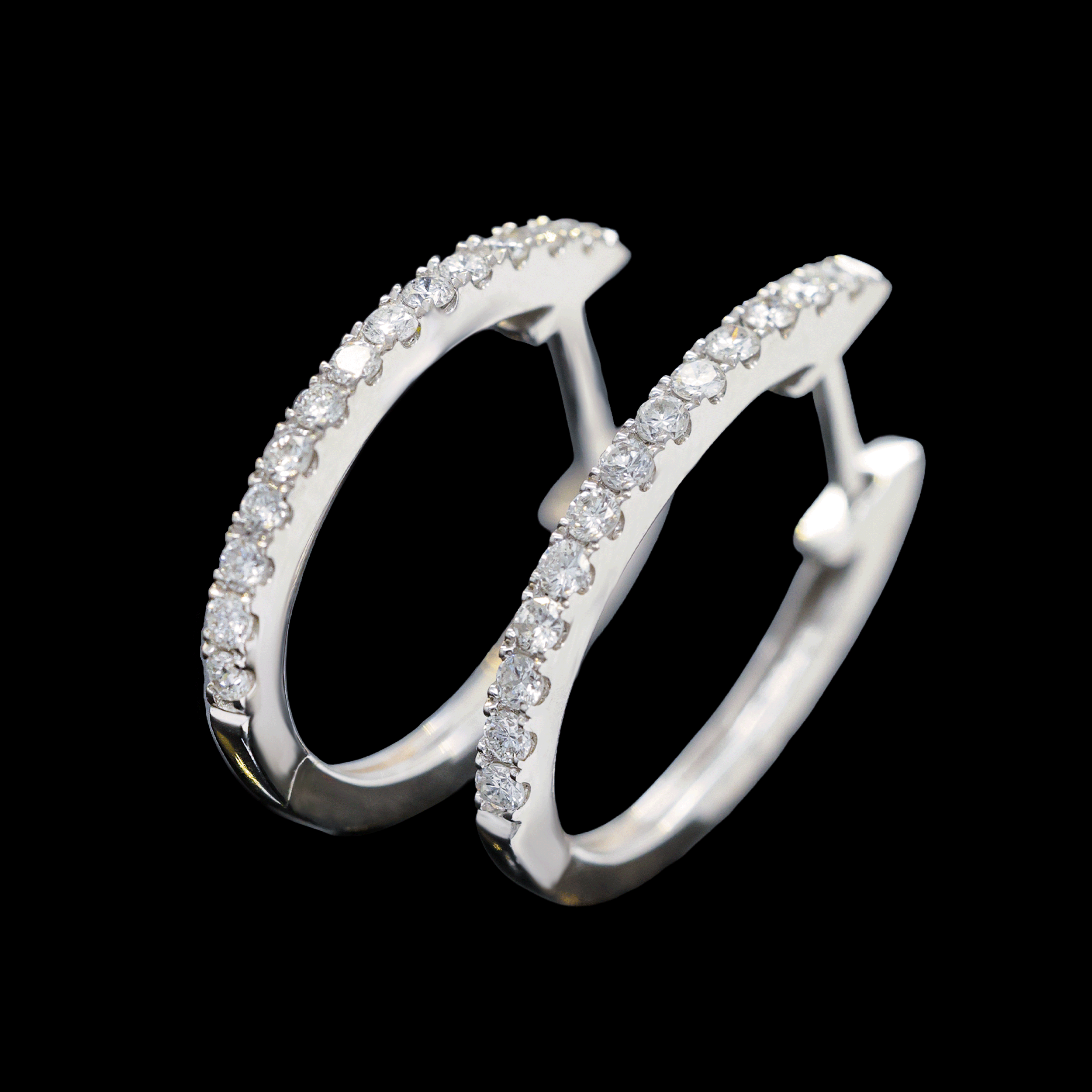 Arracadas con Diamantes Blancos Oro Blanco Chicos