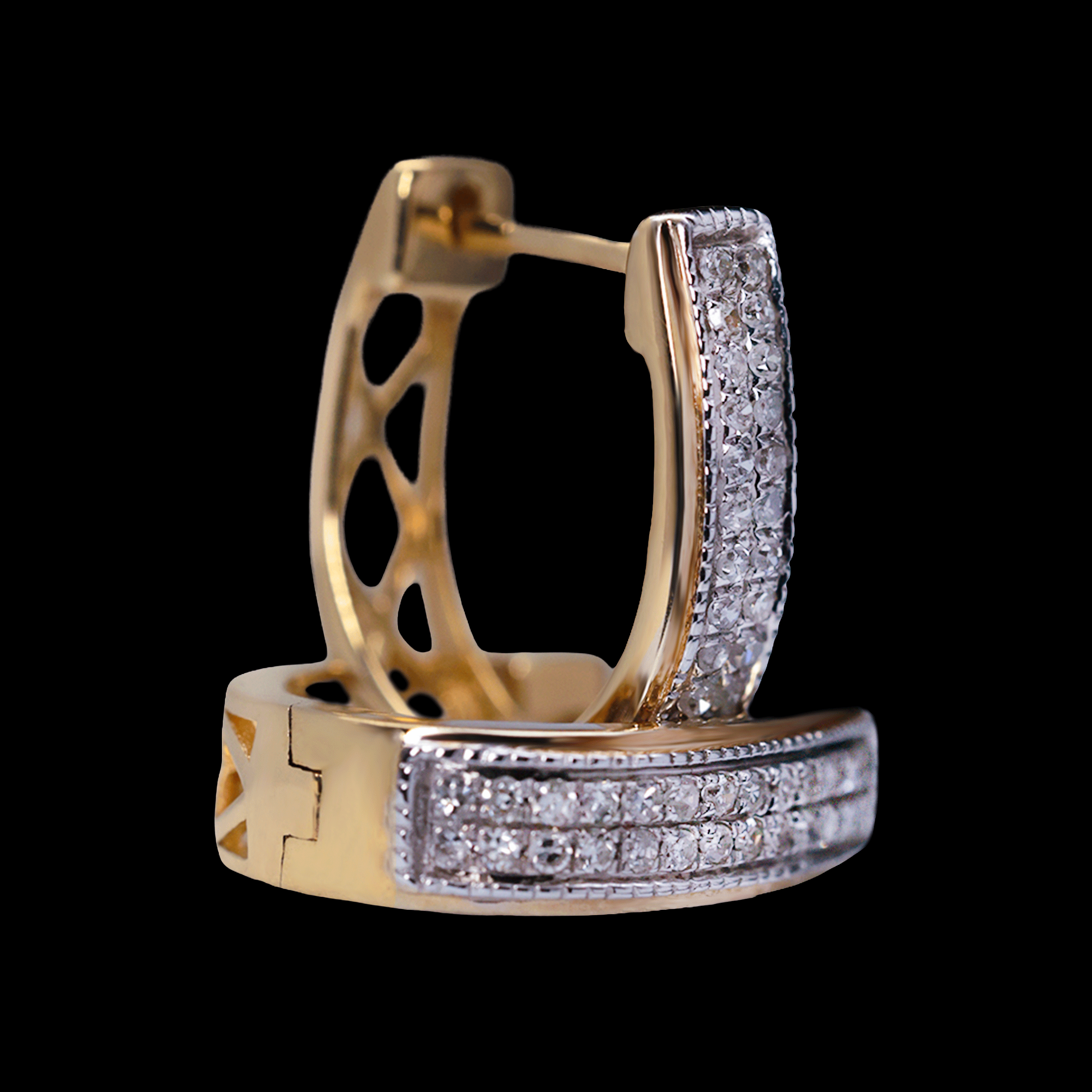 Arracadas Full Diamantes Oro Amarillo