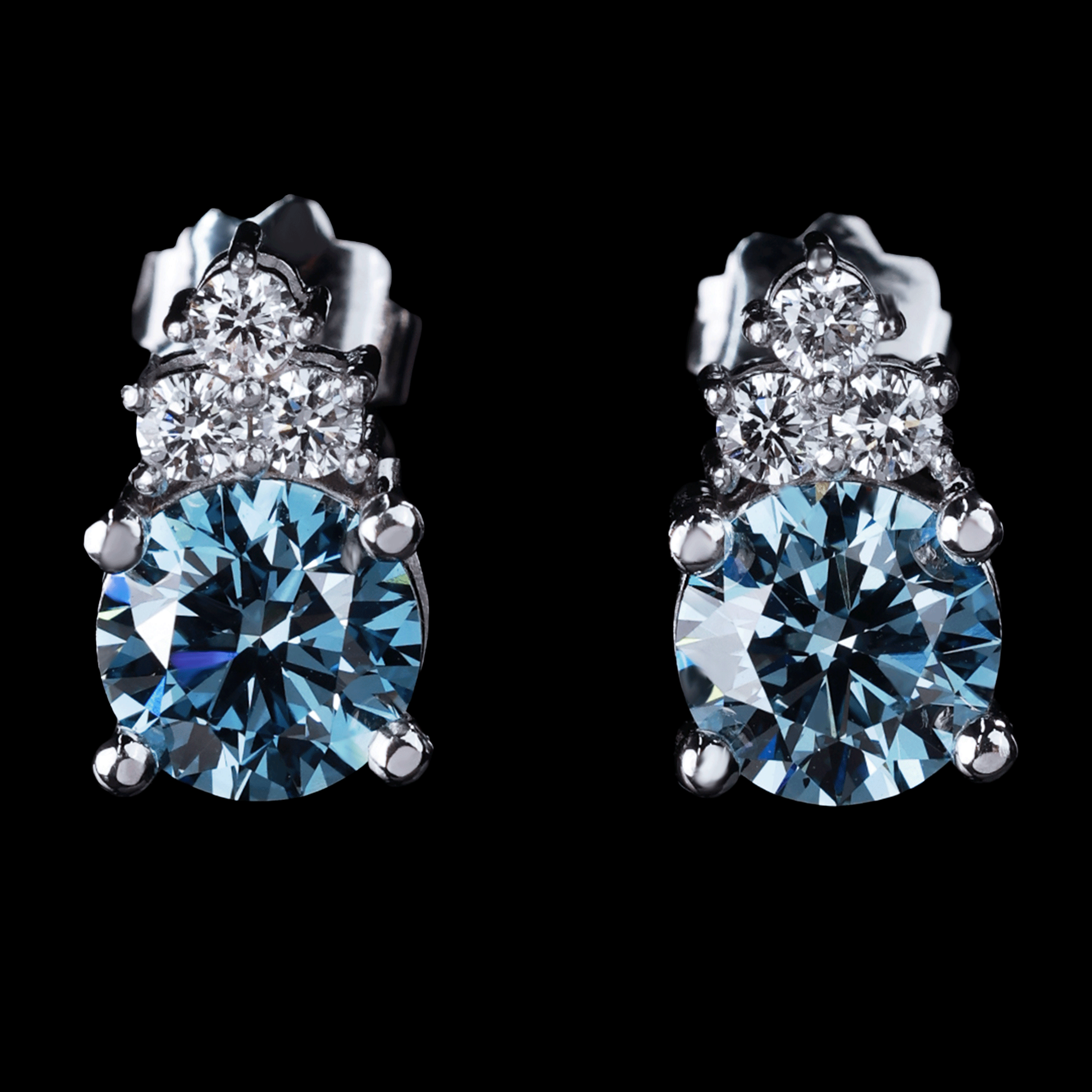 BROQUELES DL/FANCY/BLUE 1.59CT 14K