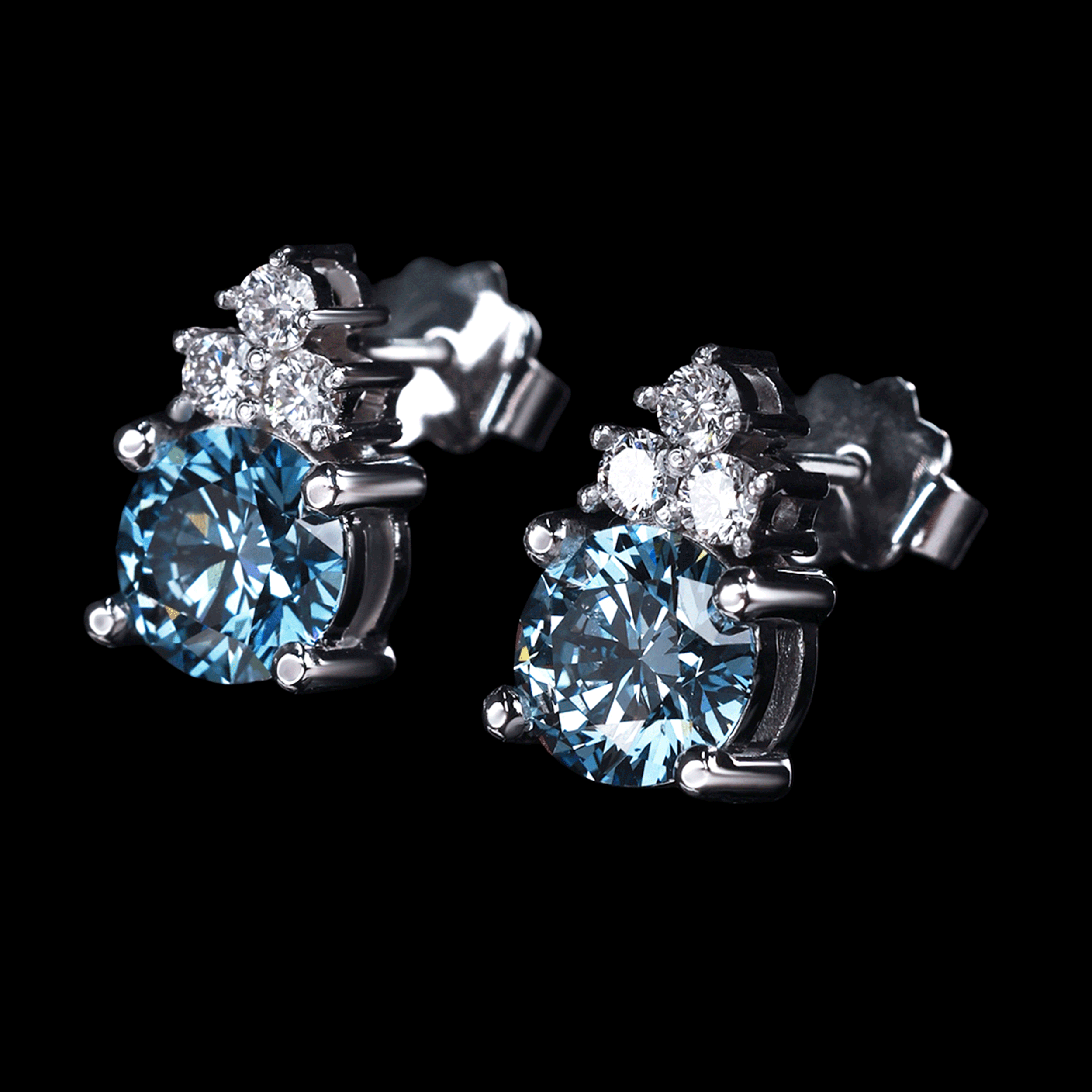 BROQUELES DL/FANCY/BLUE 1.59CT 14K