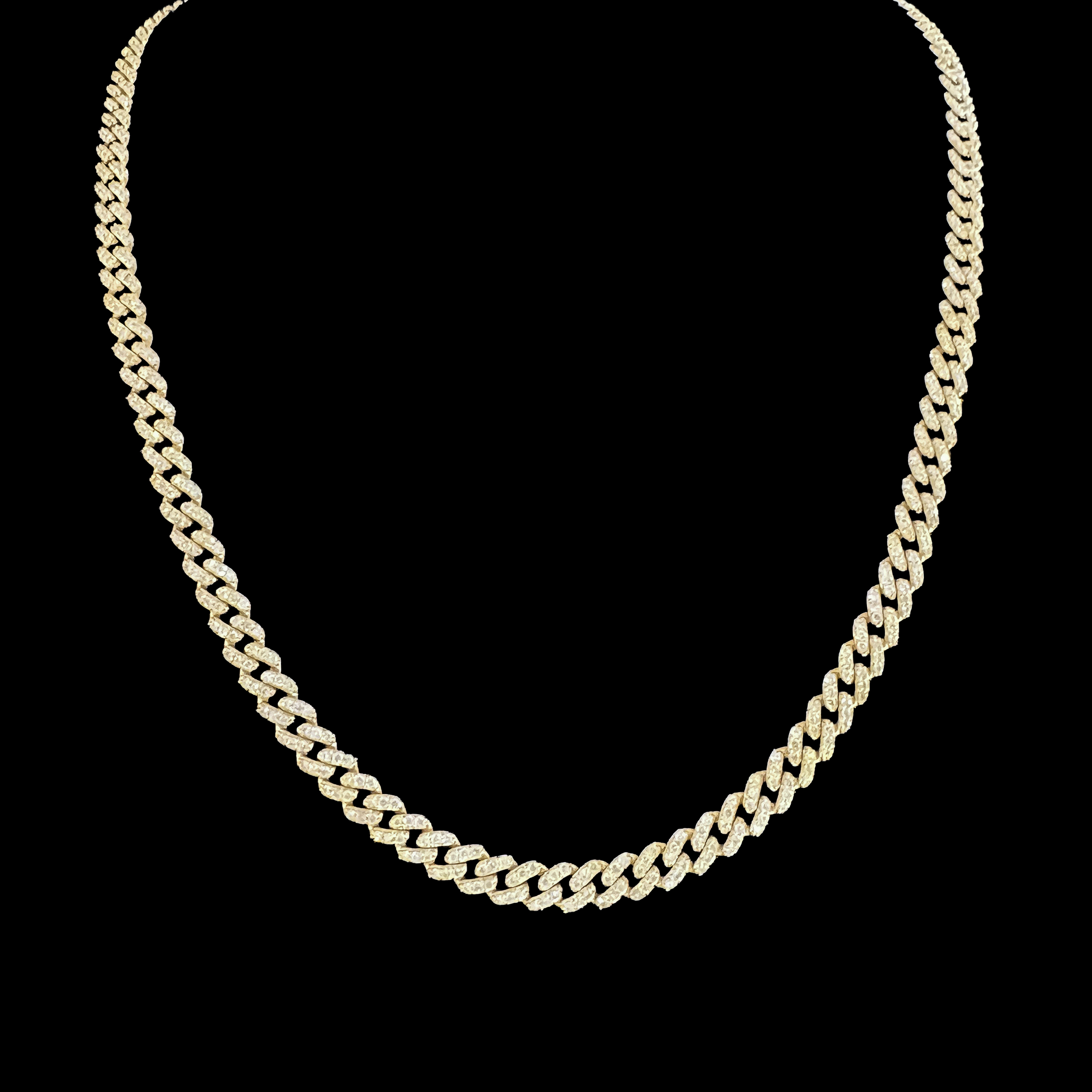 Cadena Barbada Cuadrada con Diamantes Blancos