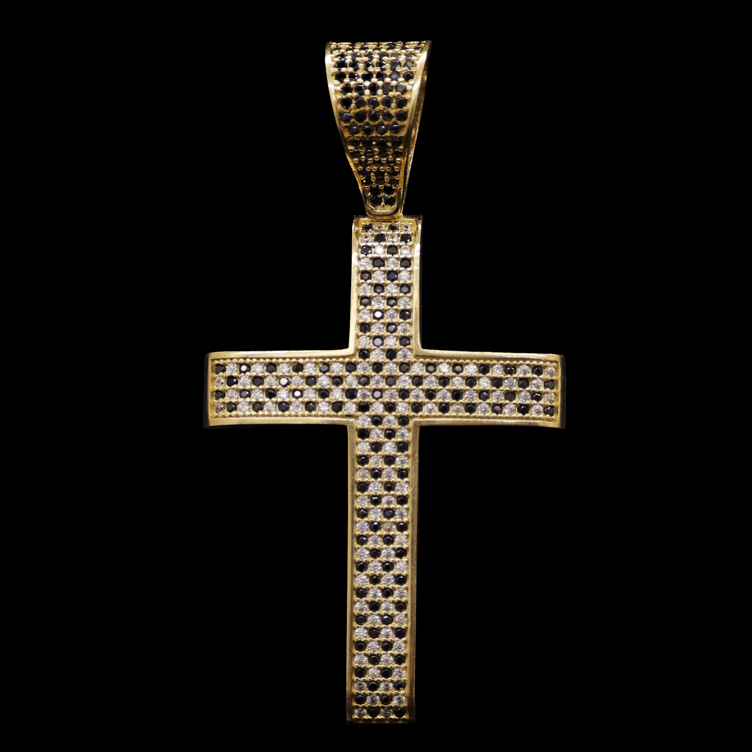 DIJE CRUZ C/ZN NEGRA, BLANCA