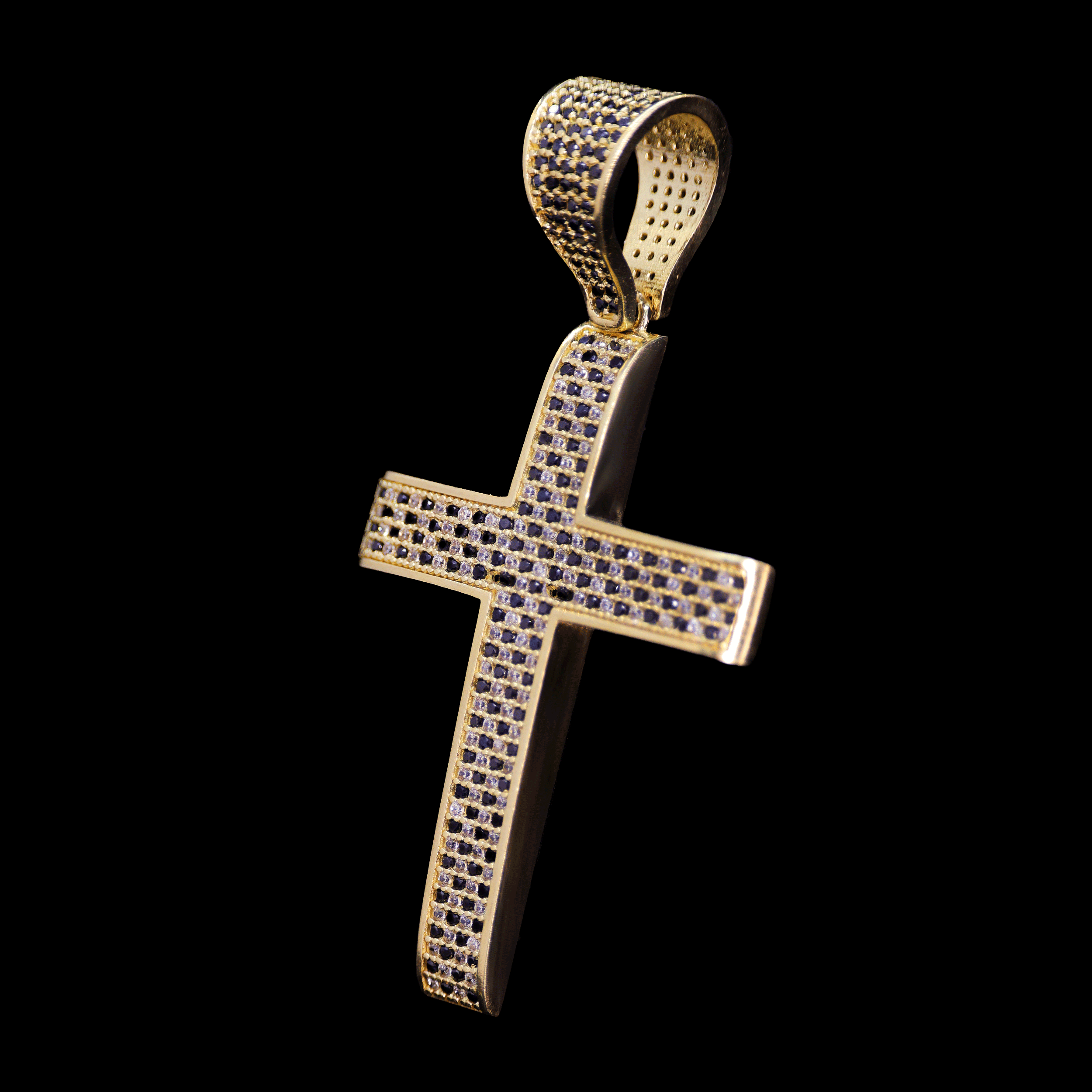 DIJE CRUZ C/ZN NEGRA, BLANCA