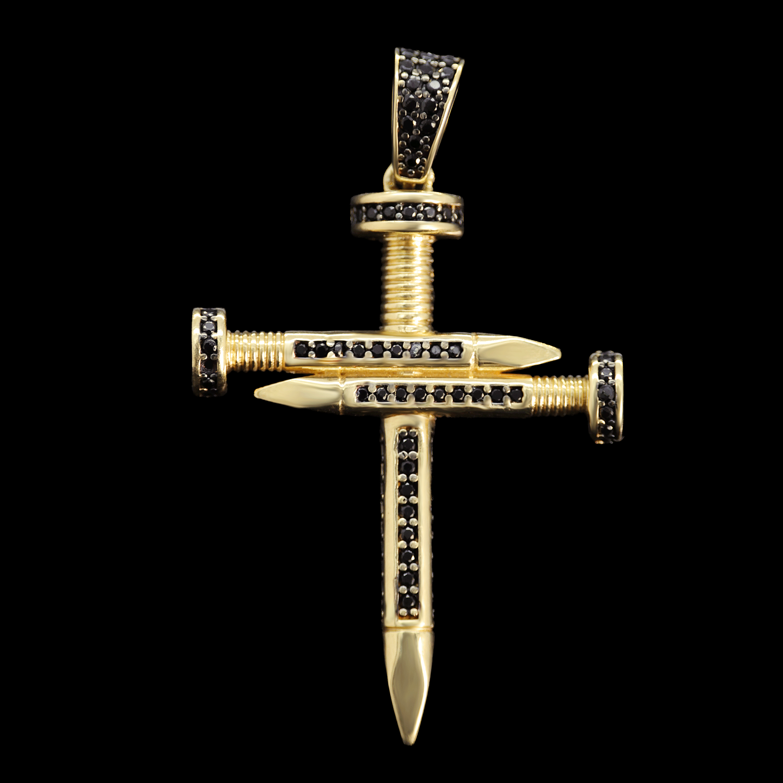 DIJE CRUZ CLAVOS C/ZN NEGRA