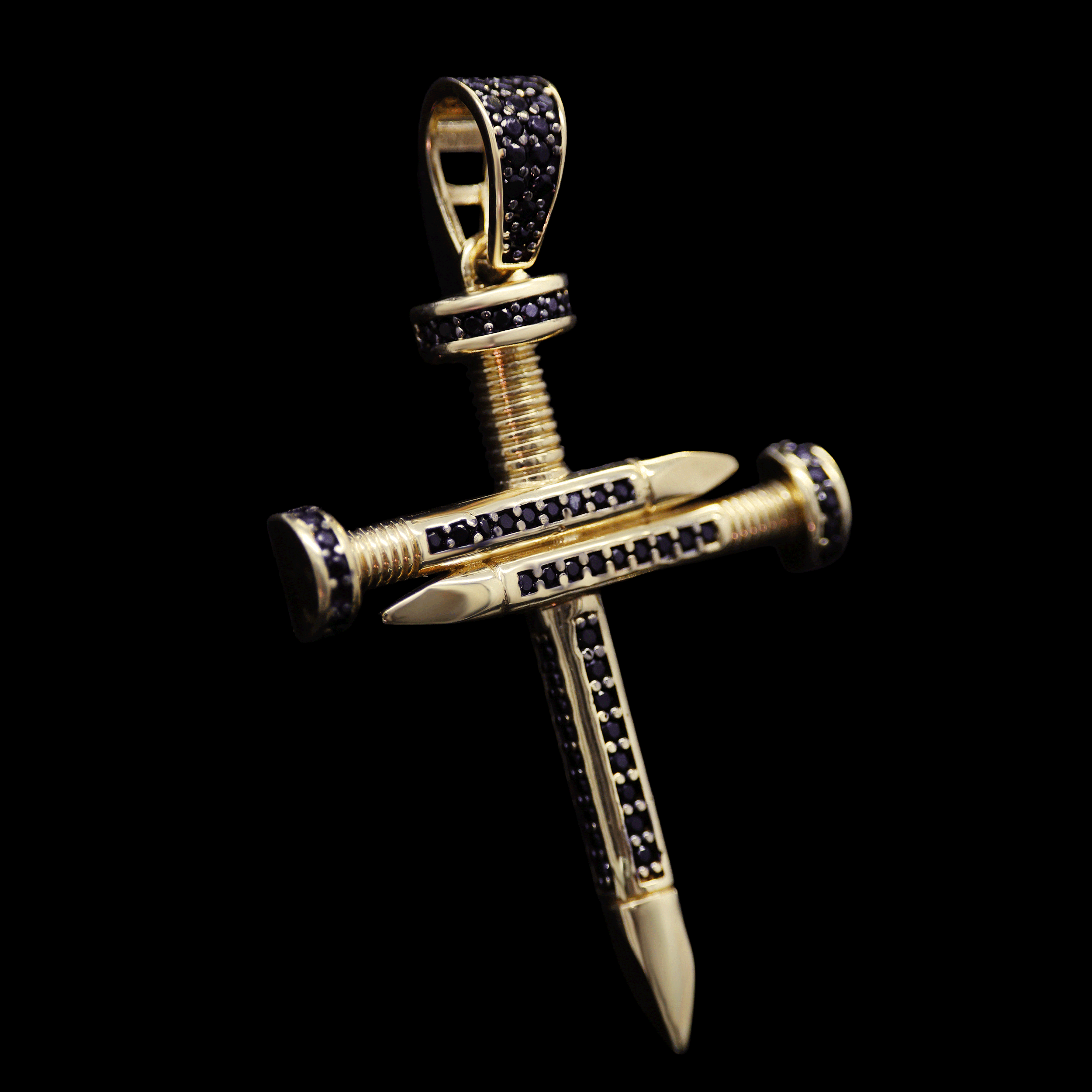 DIJE CRUZ CLAVOS C/ZN NEGRA