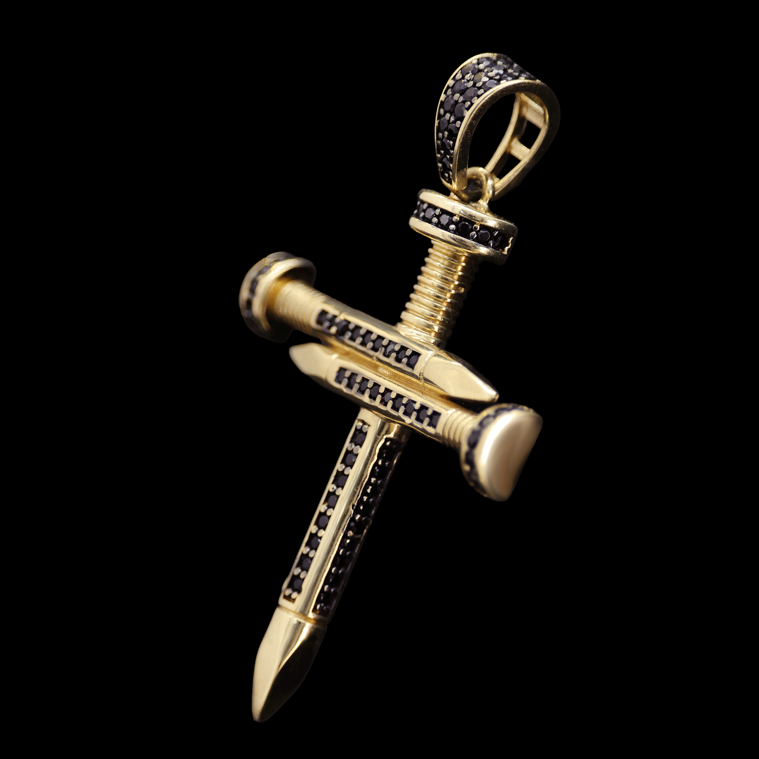 DIJE CRUZ CLAVOS C/ZN NEGRA