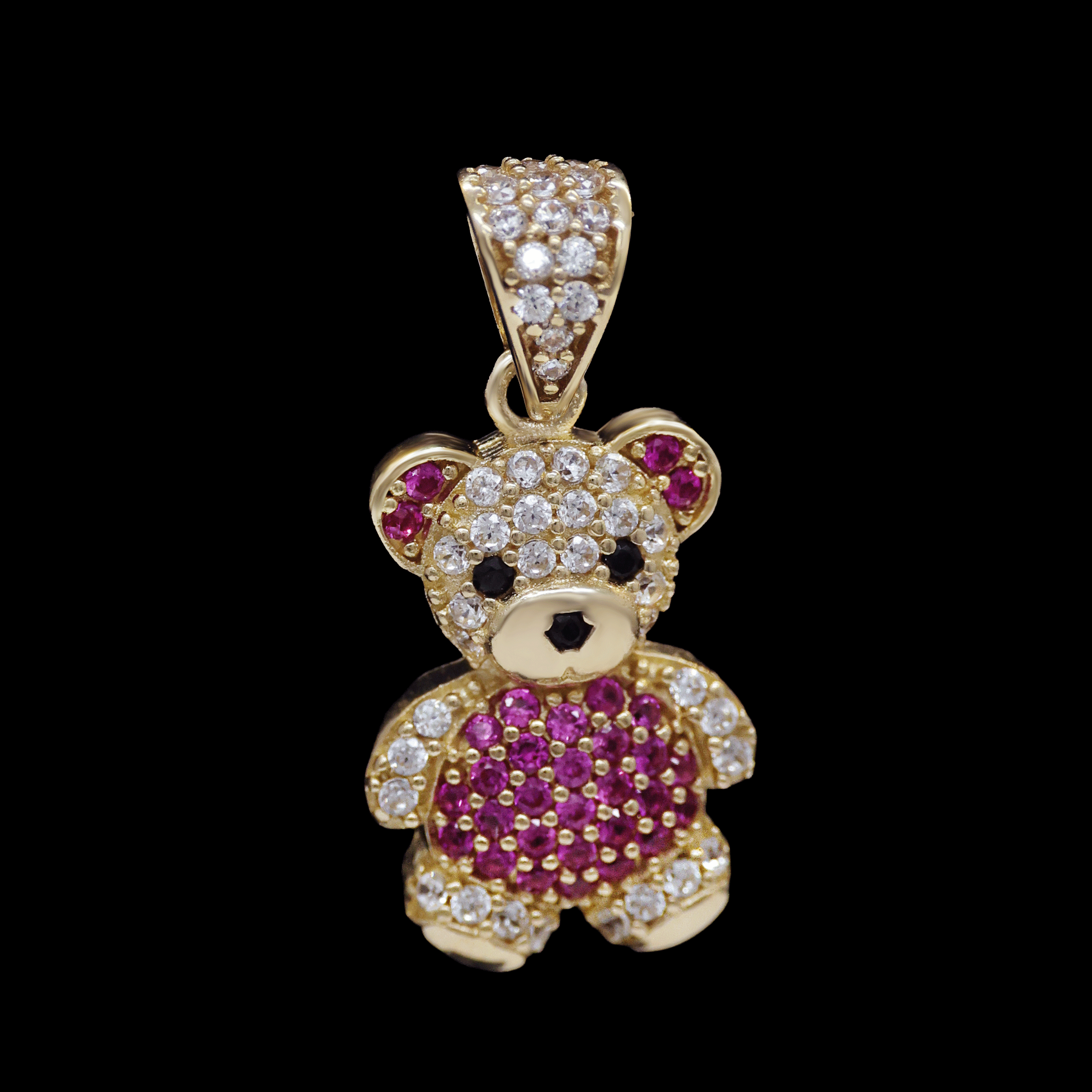 DIJE OSO CHICO FUCSIA /BLANCO 10K