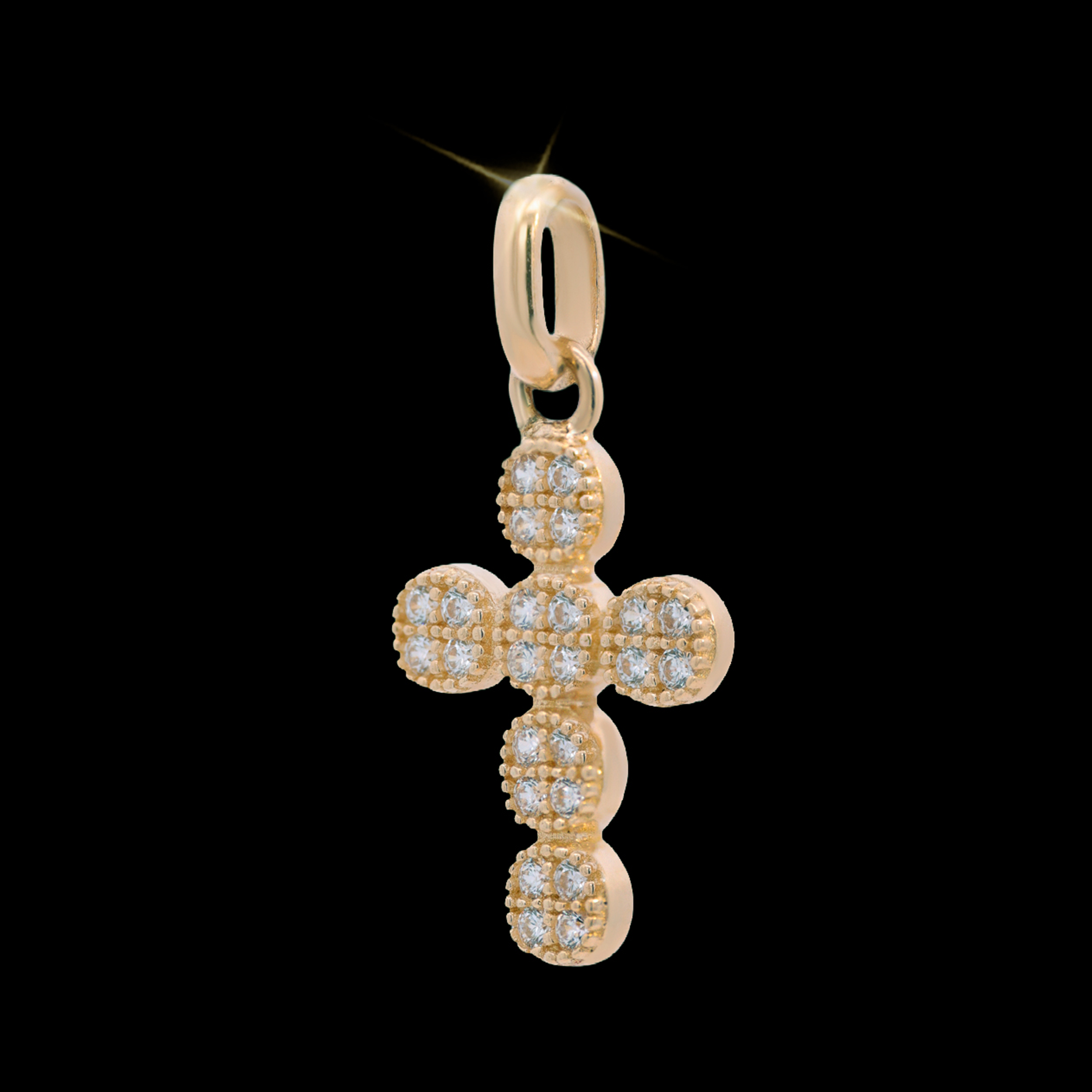DIJE CRUZ BOLITAS C/ZN BLANCA 10K