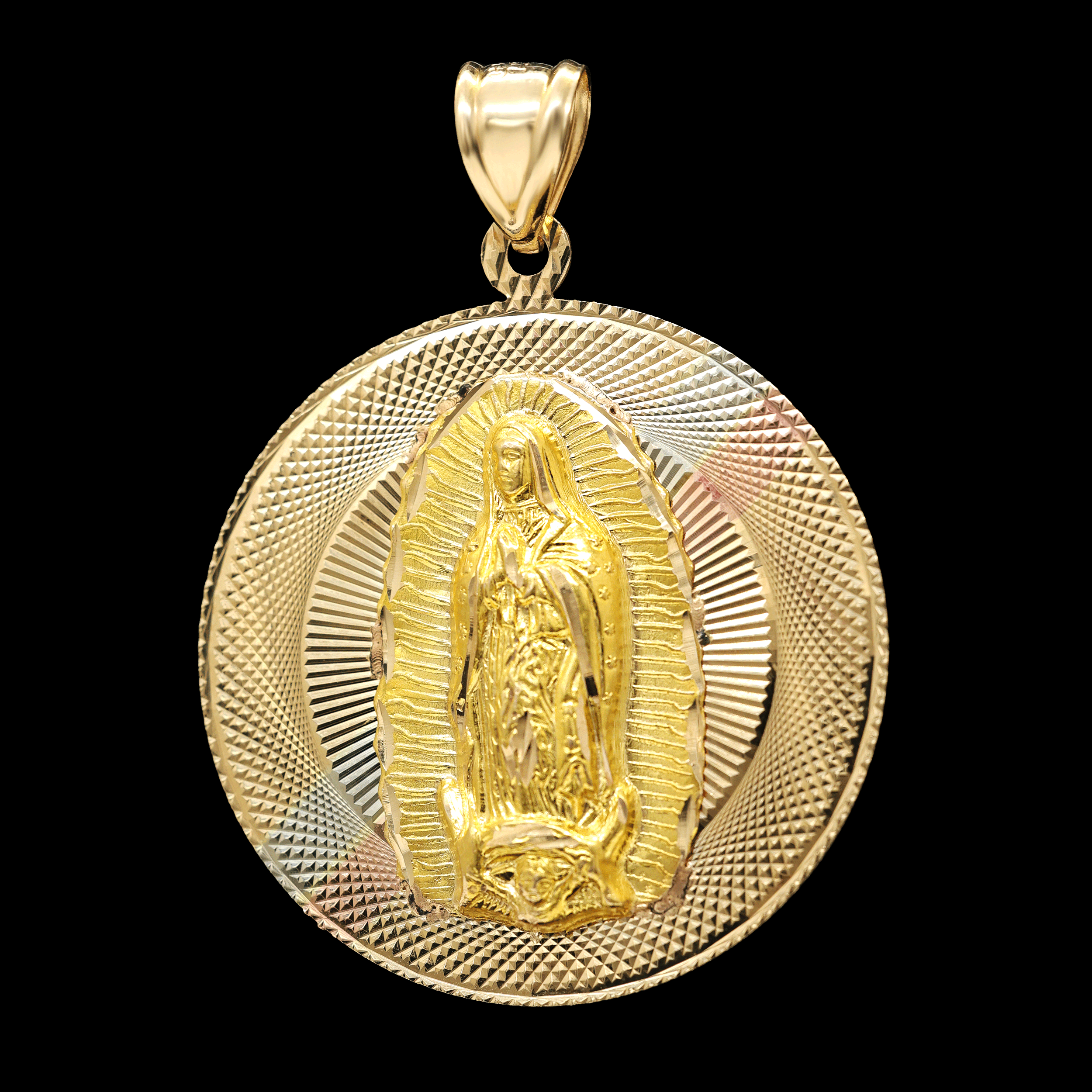 MEDALLA REDONDA VIRGEN 14K