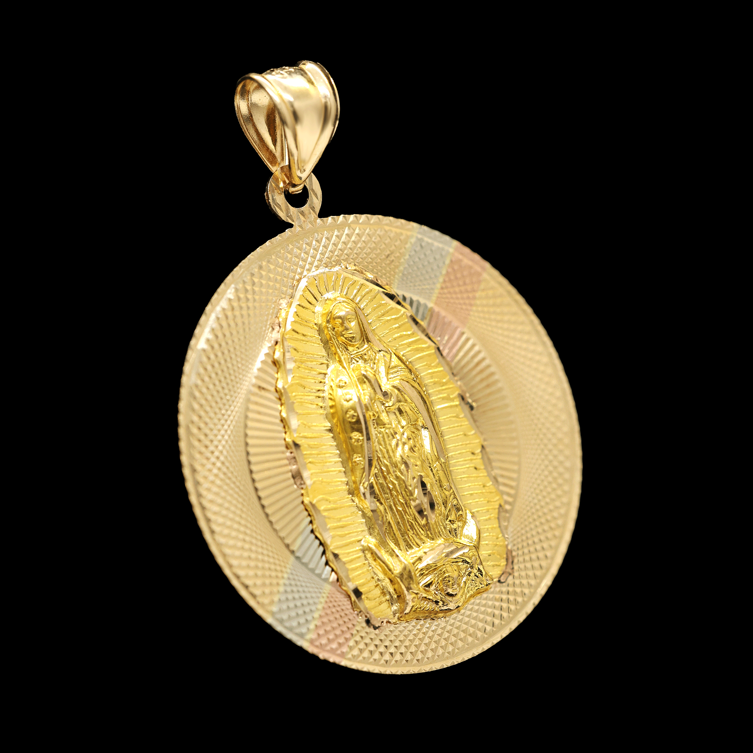 MEDALLA REDONDA VIRGEN 14K