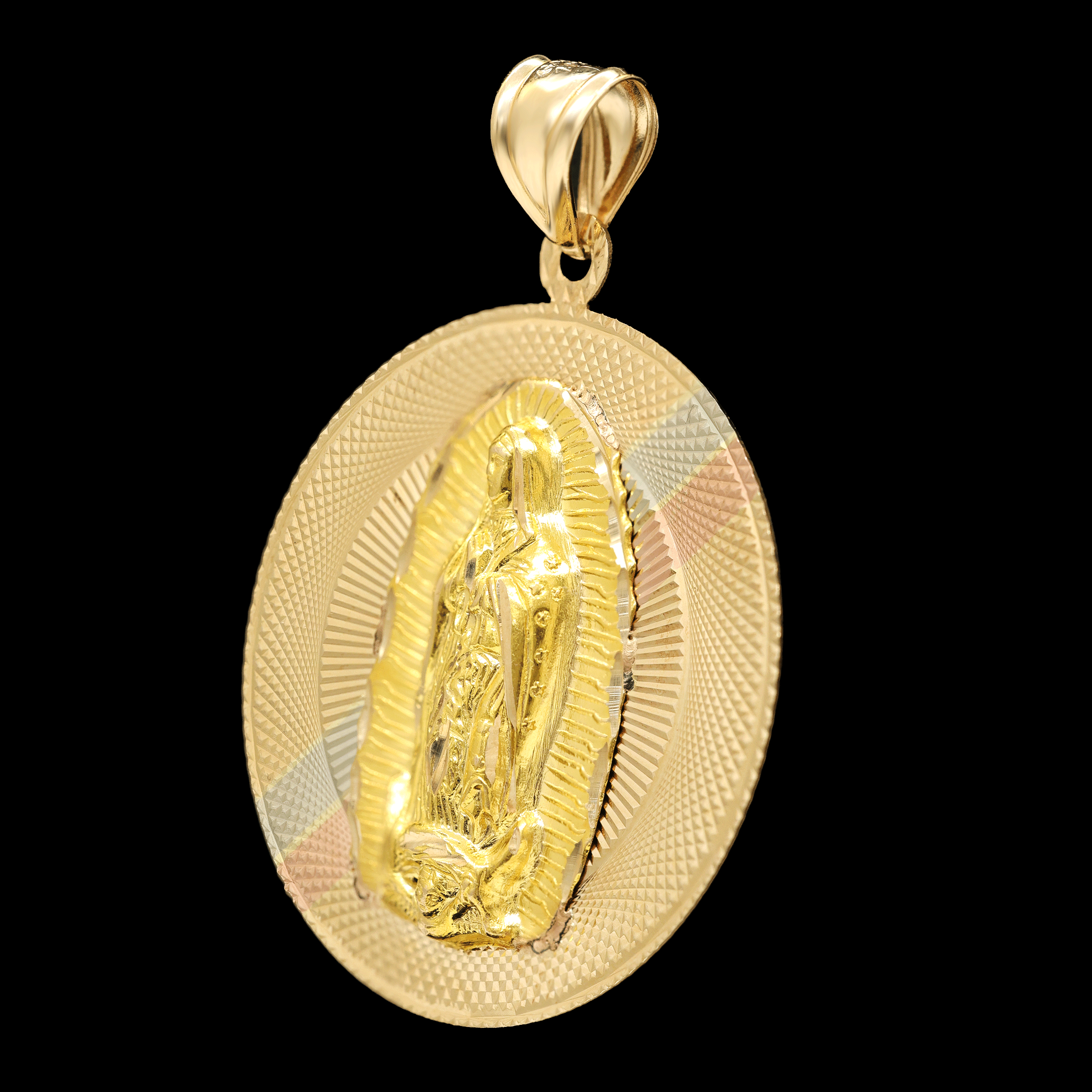 MEDALLA REDONDA VIRGEN 14K