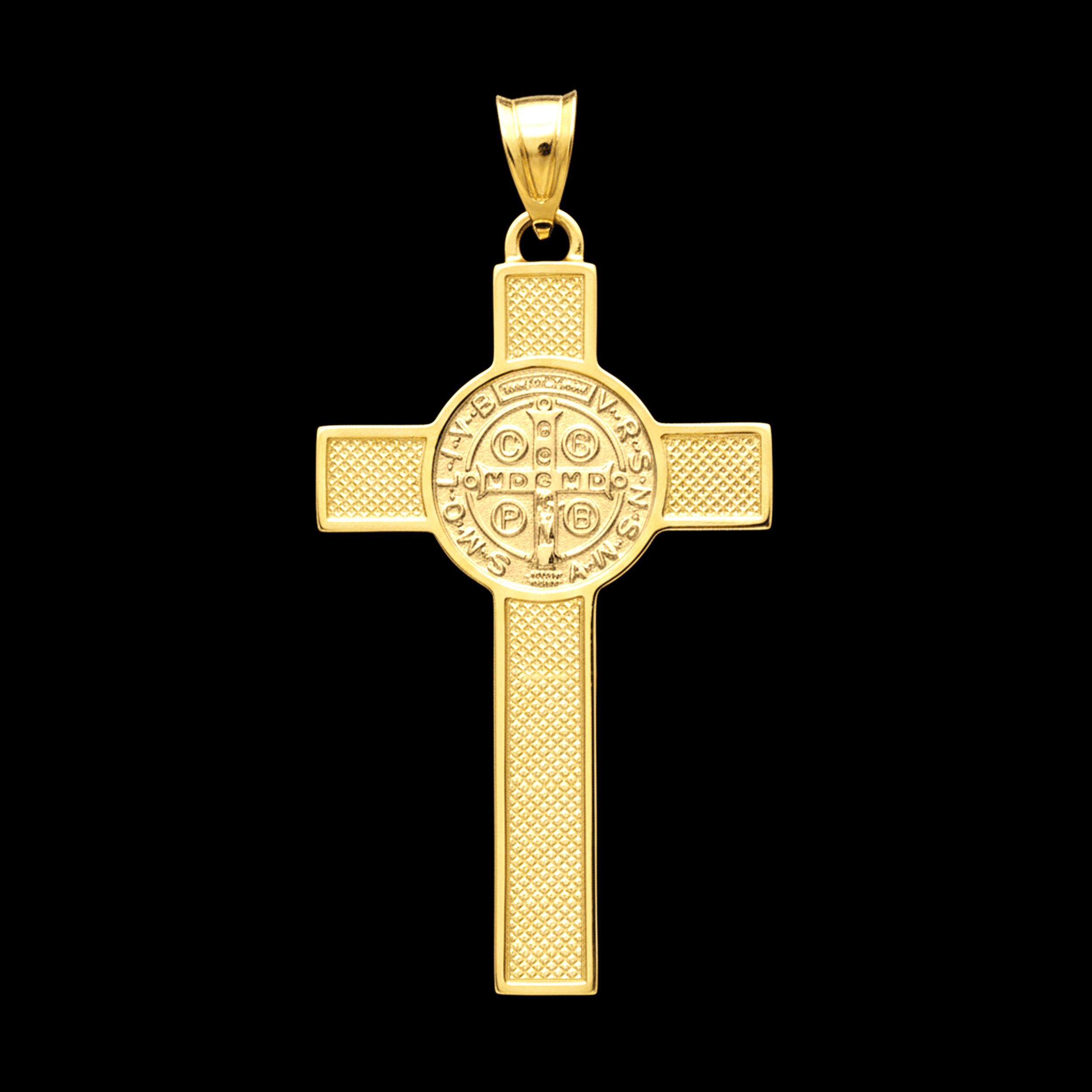 CRUZ PLANA CON CRISTO BLANCO 14K