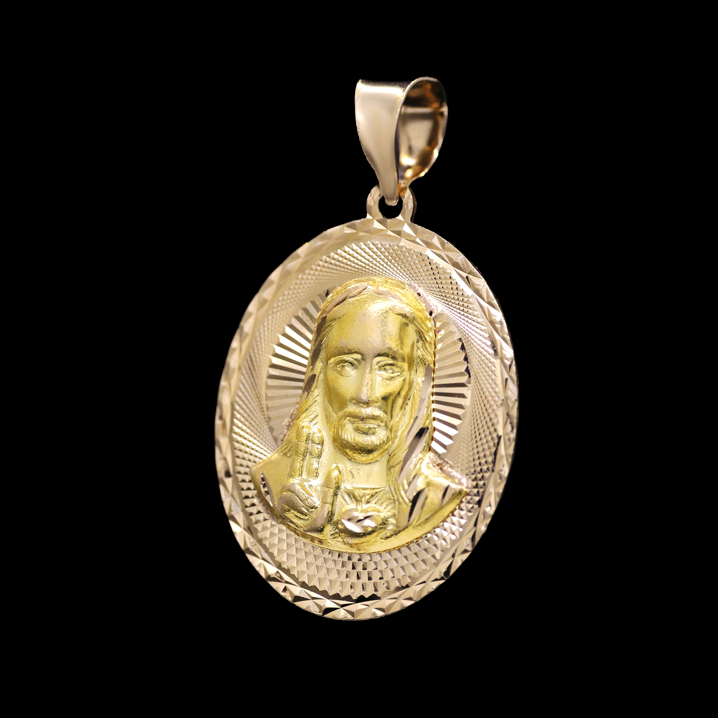 ESCAPULARIO OVALADO VIRGEN /JESUS 14K