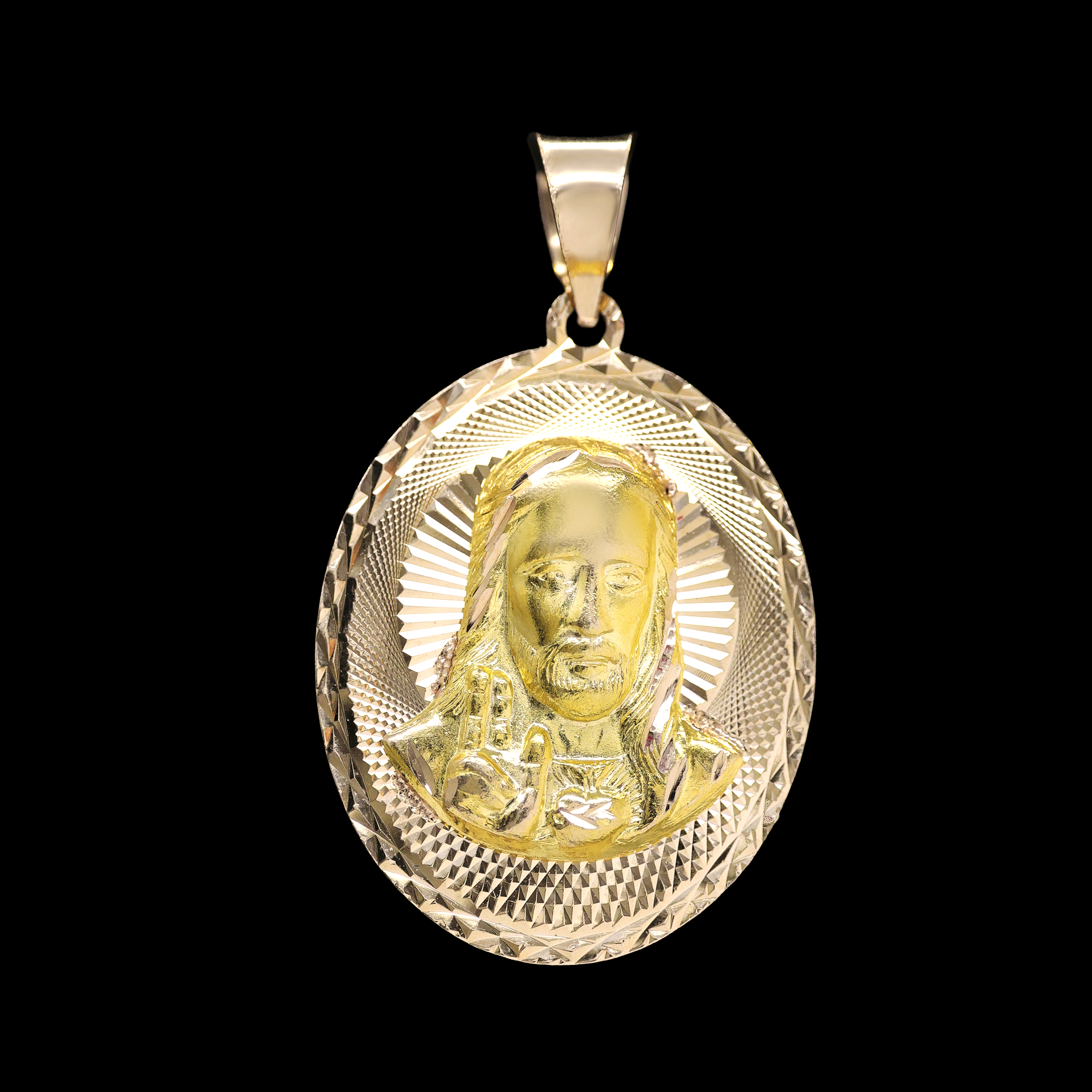 ESCAPULARIO OVALADO VIRGEN /JESUS 14K
