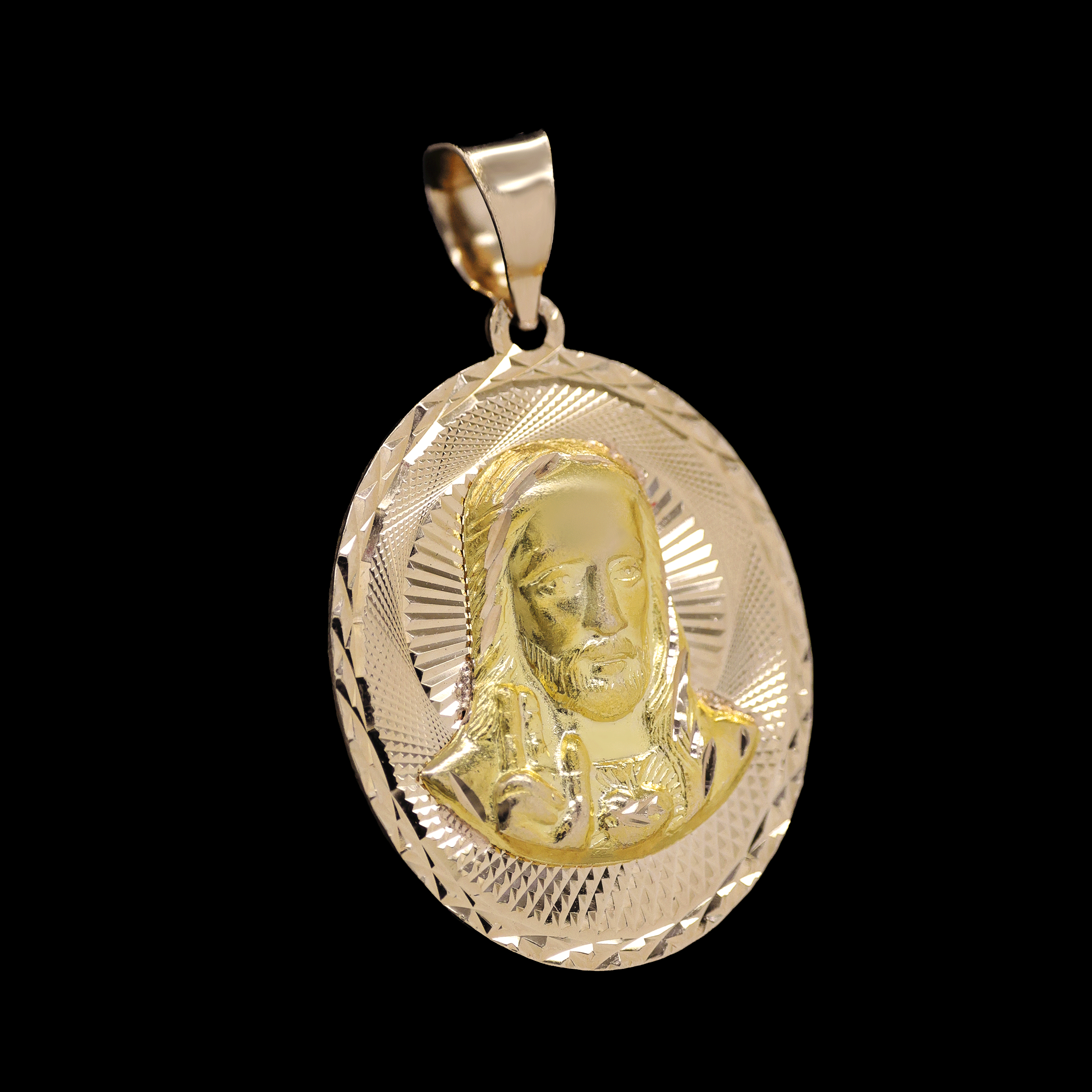 ESCAPULARIO OVALADO VIRGEN /JESUS 14K