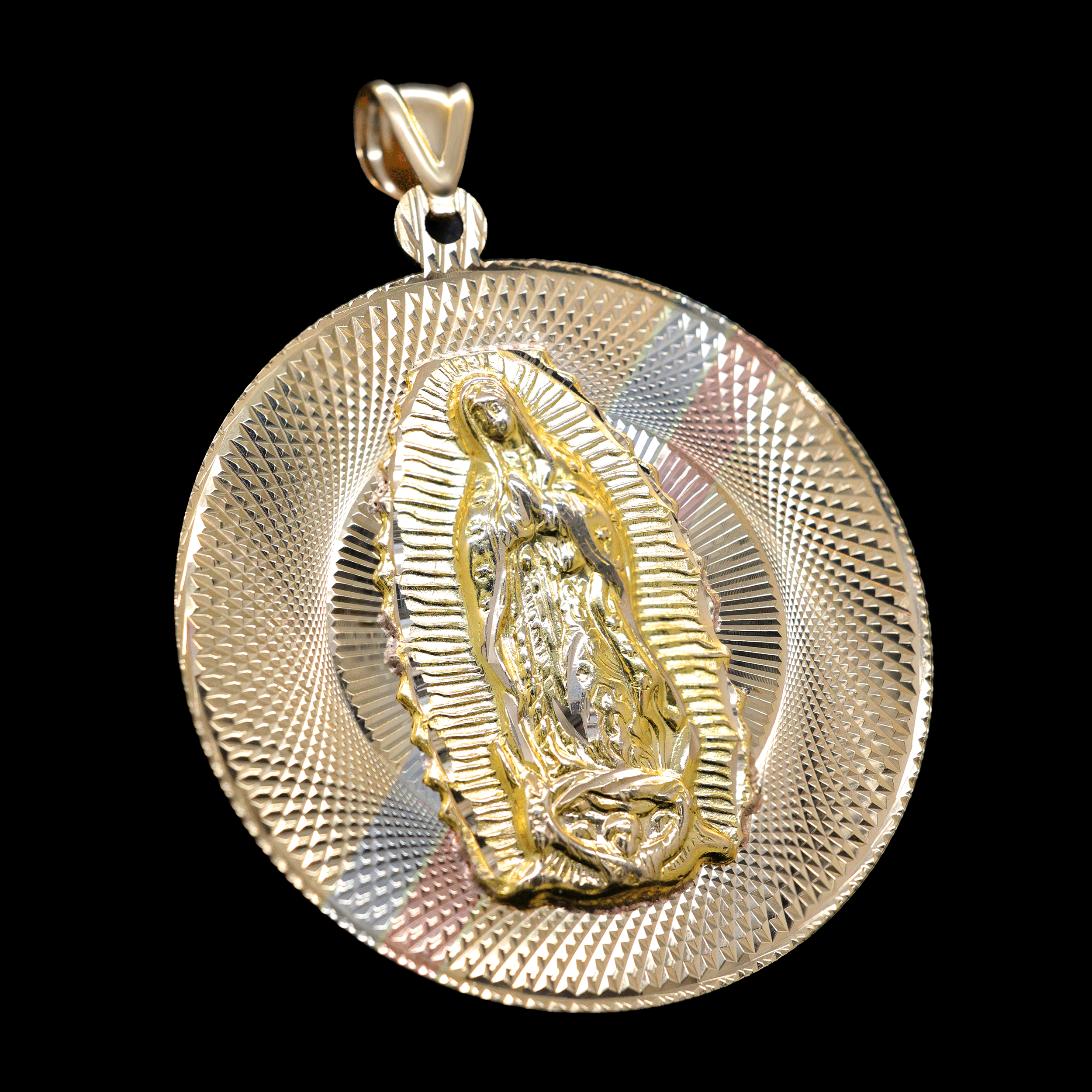 ESCAPULARIO REDONDO VIRGEN /JESUS 14K