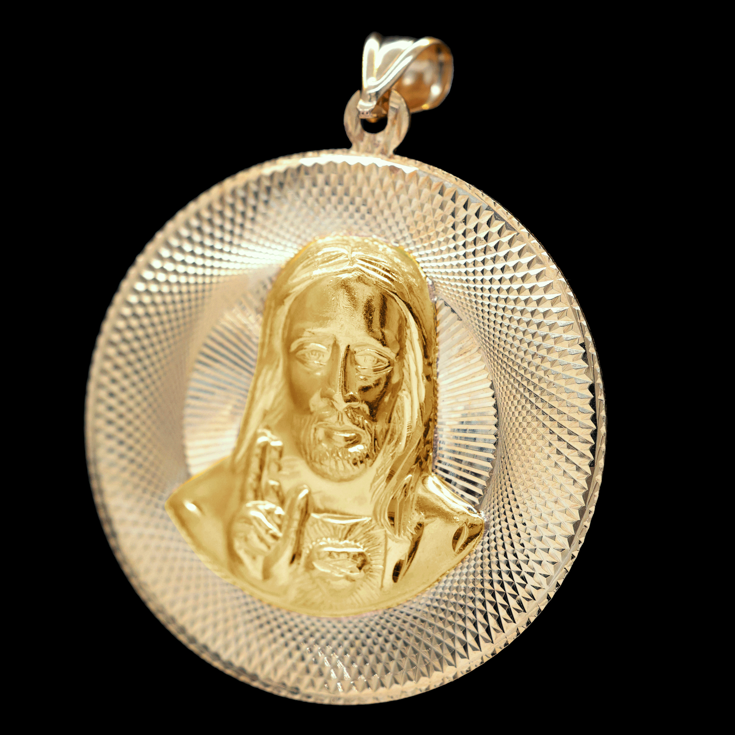 ESCAPULARIO REDONDO VIRGEN /JESUS 14K