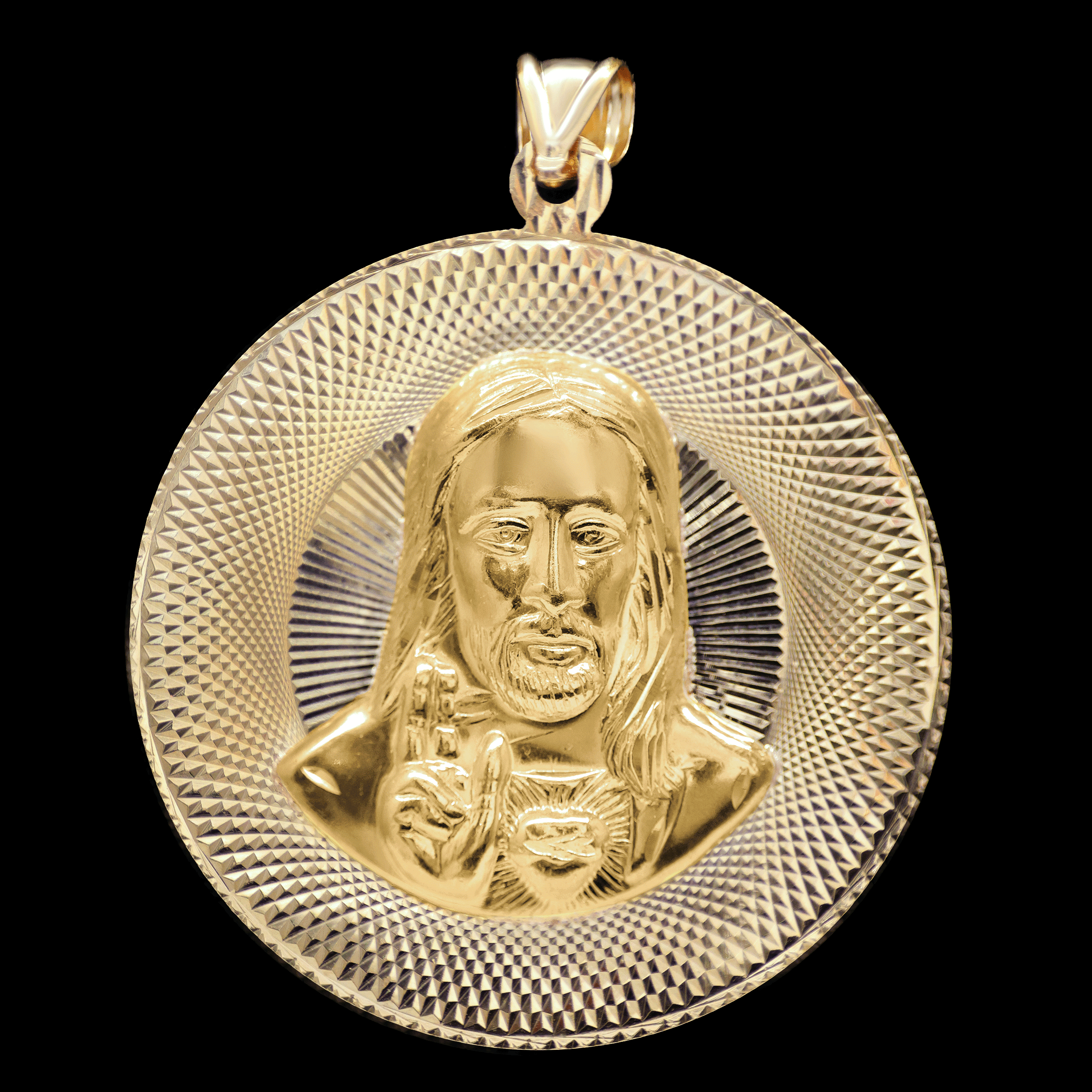 ESCAPULARIO REDONDO VIRGEN /JESUS 14K