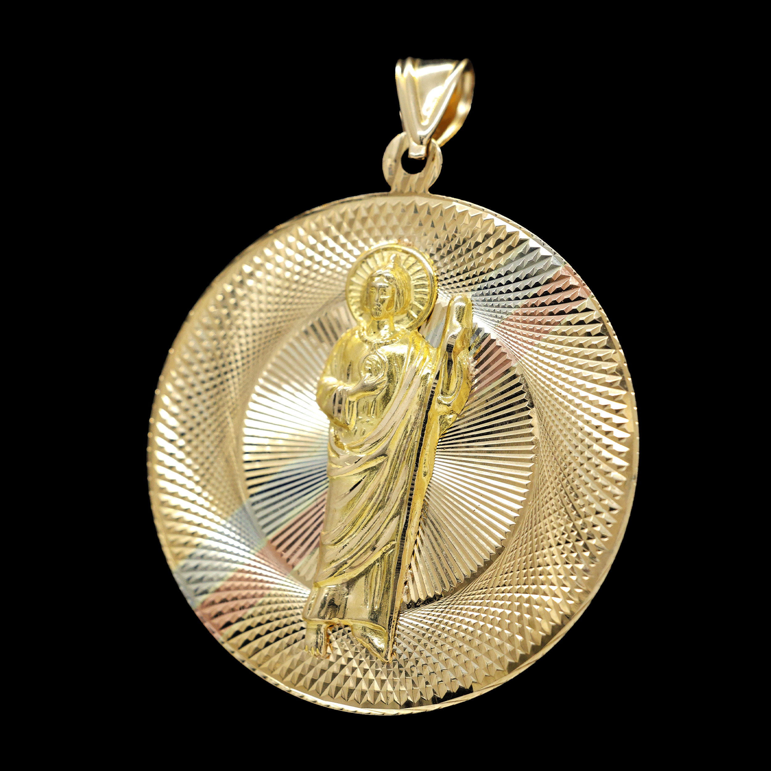 ESCAPULARIO REDONDO VIRGEN C/JESUS 14K
